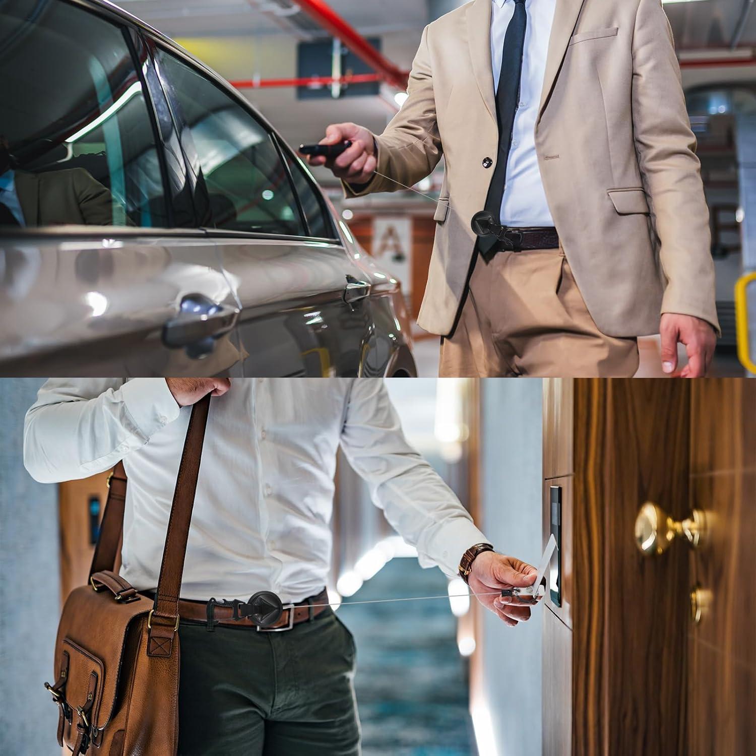 Llavero Retráctil YueMiEcoUS 90cm Negro con Abrebotellas