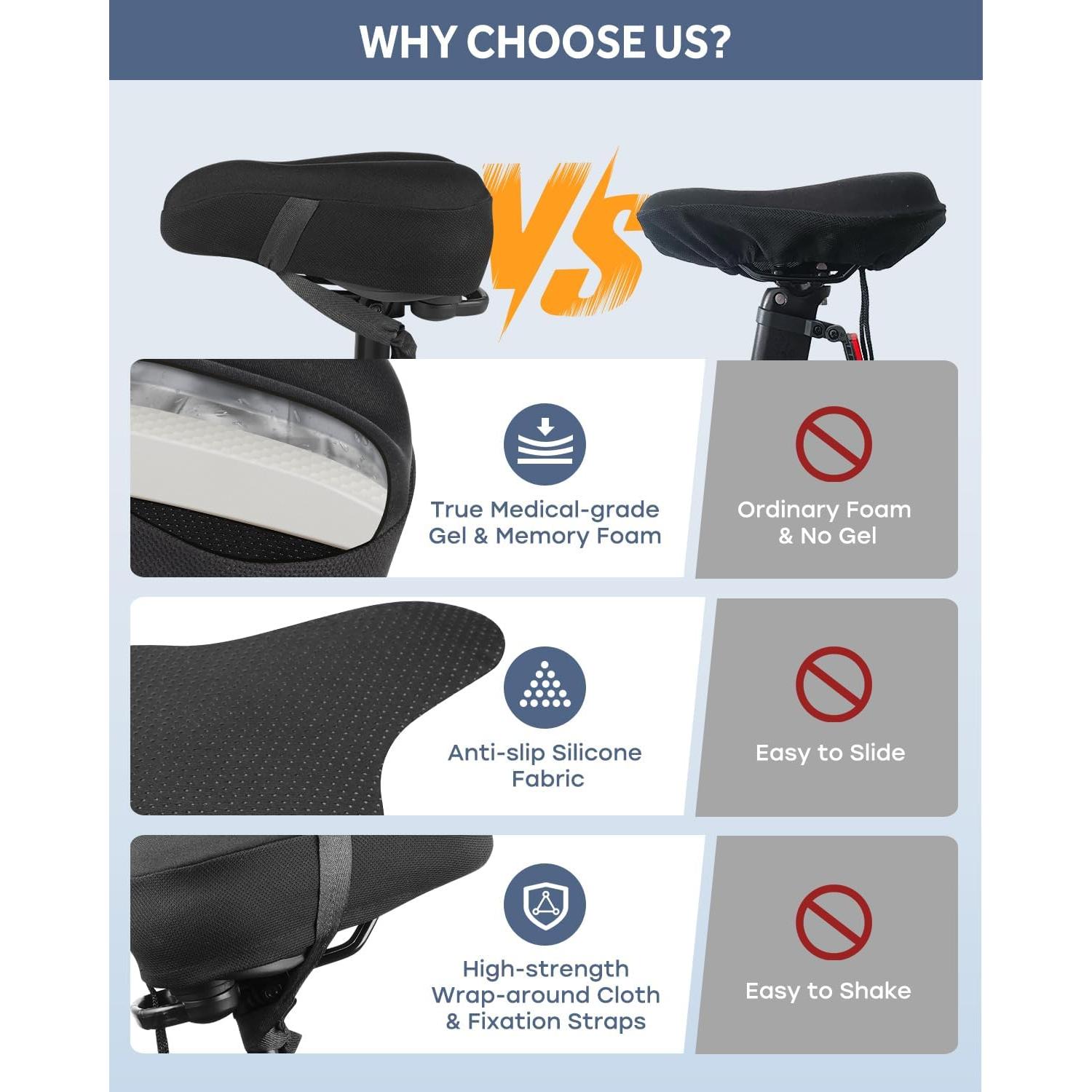 Funda de Asiento de Bicicleta MXMXK Gel Acolchada Negra