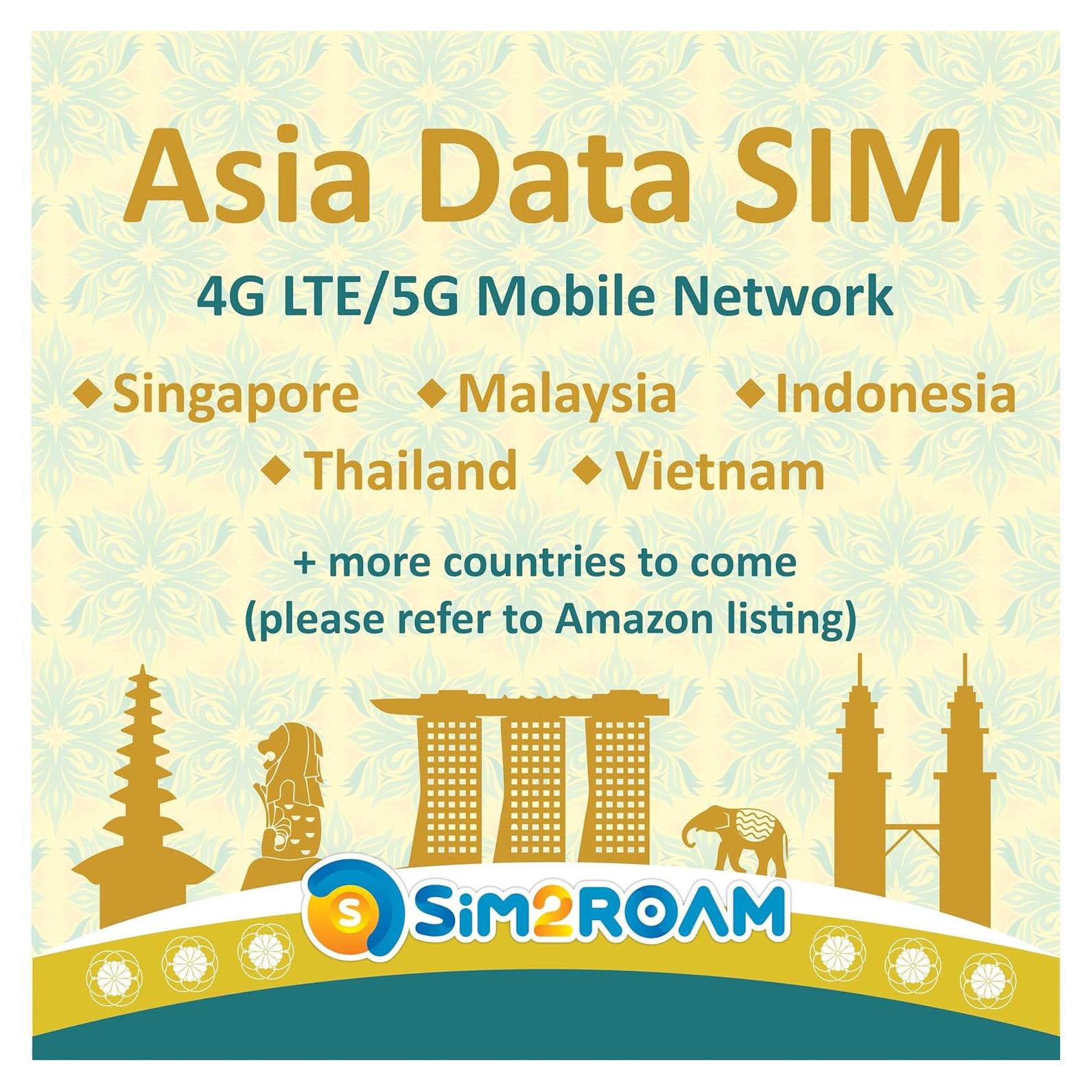 SIM de Datos 4G LTE Asia | SIM2ROAM | 1GB diario por 15 días