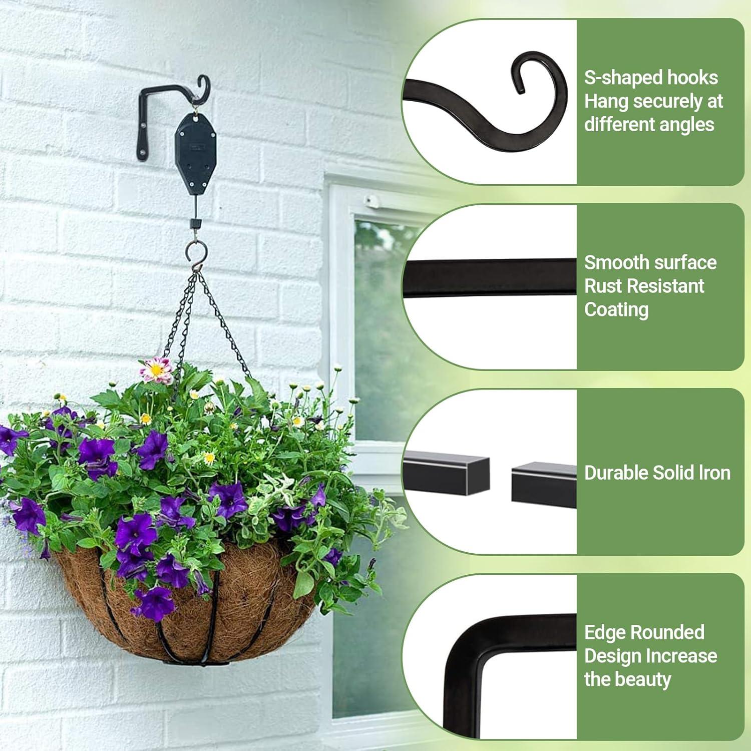 Soporte de Planta Colgante Mkono 15 cm Metal Negro 2 Piezas