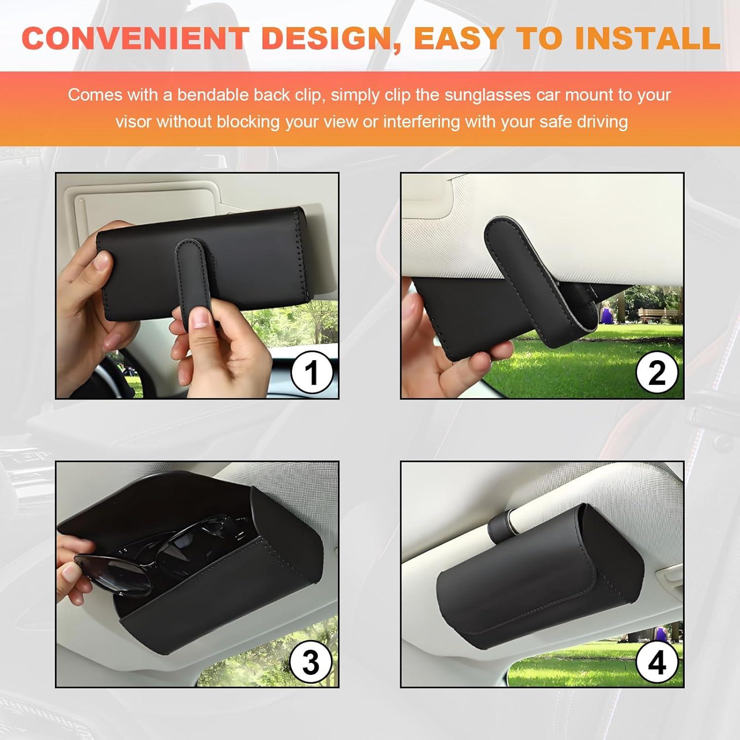 Soporte de Gafas de Sol MUQIDA para Visera de Coche - Beige