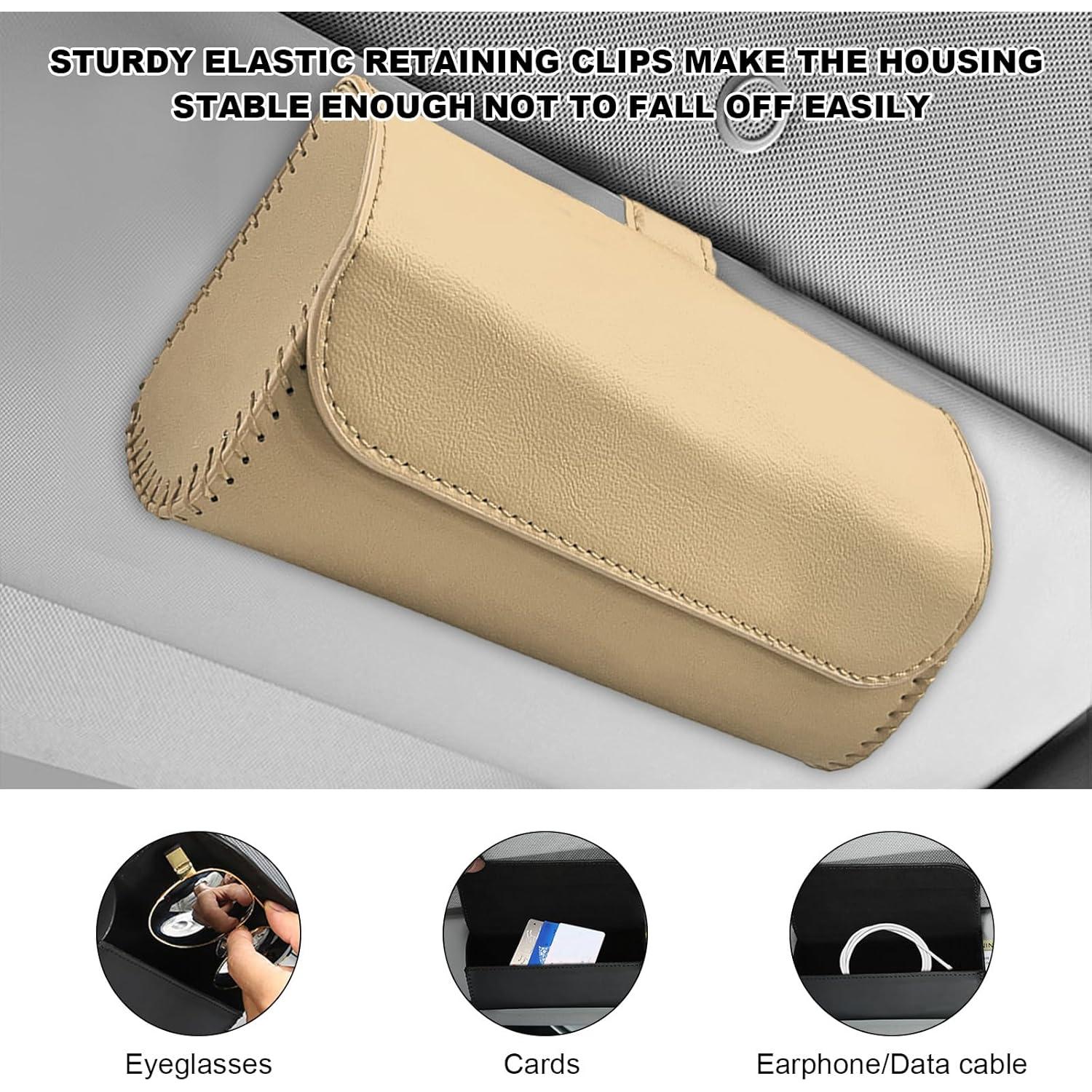 Soporte de Gafas de Sol MUQIDA para Visera de Coche - Beige