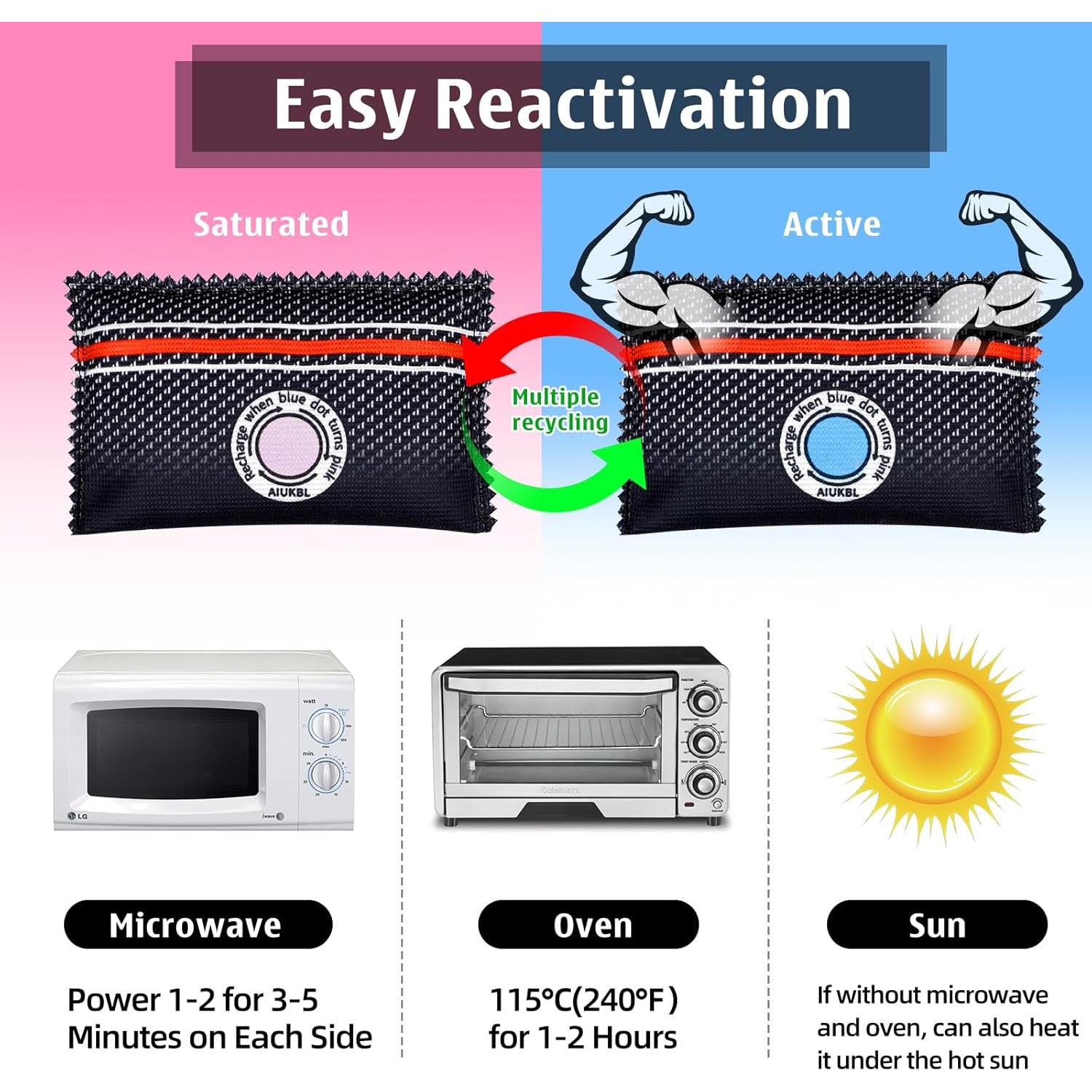 Deshumidificador Recargable 120g AIUKBL - Gel de Silica para Armarios y Coches