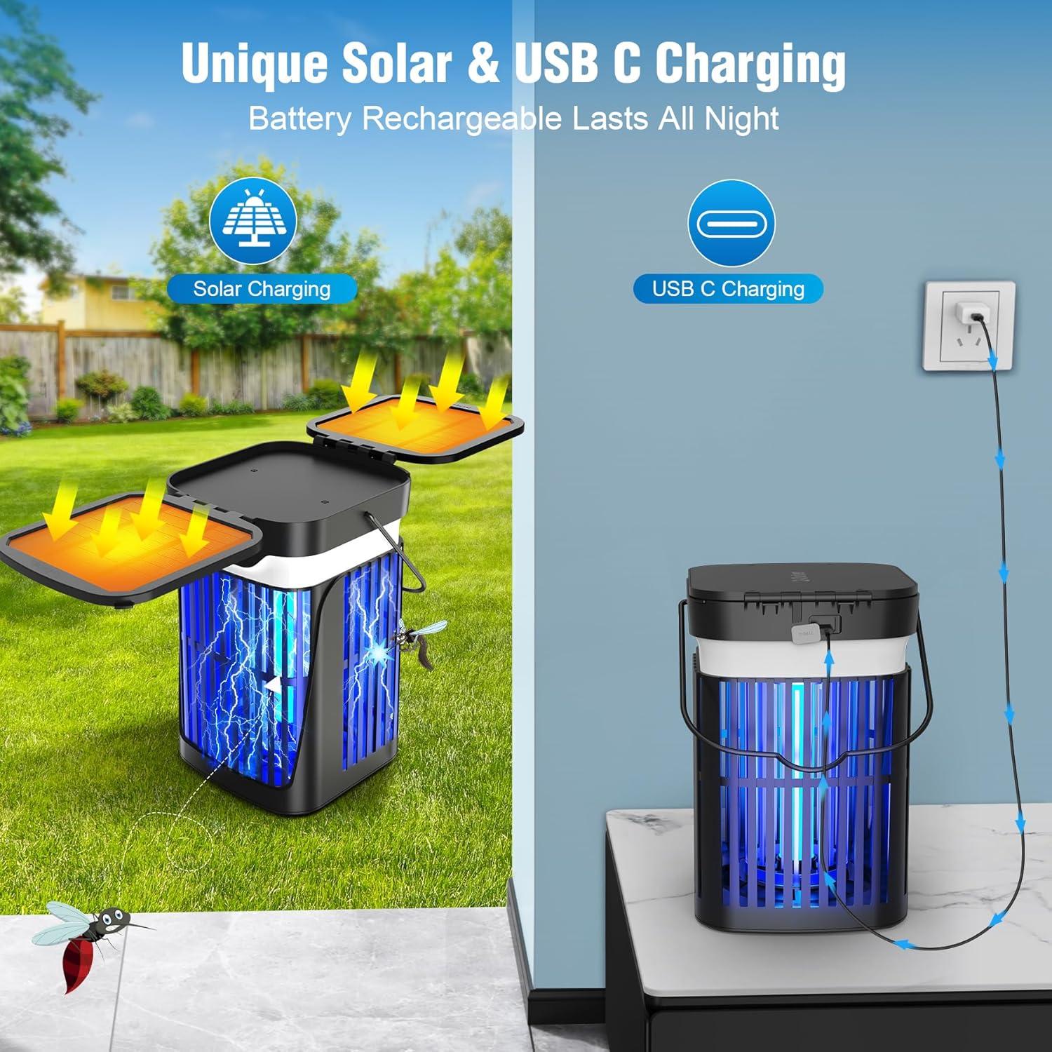 Zapper Solar de Insectos ZECHUAN 4200V para Jardín y Camping