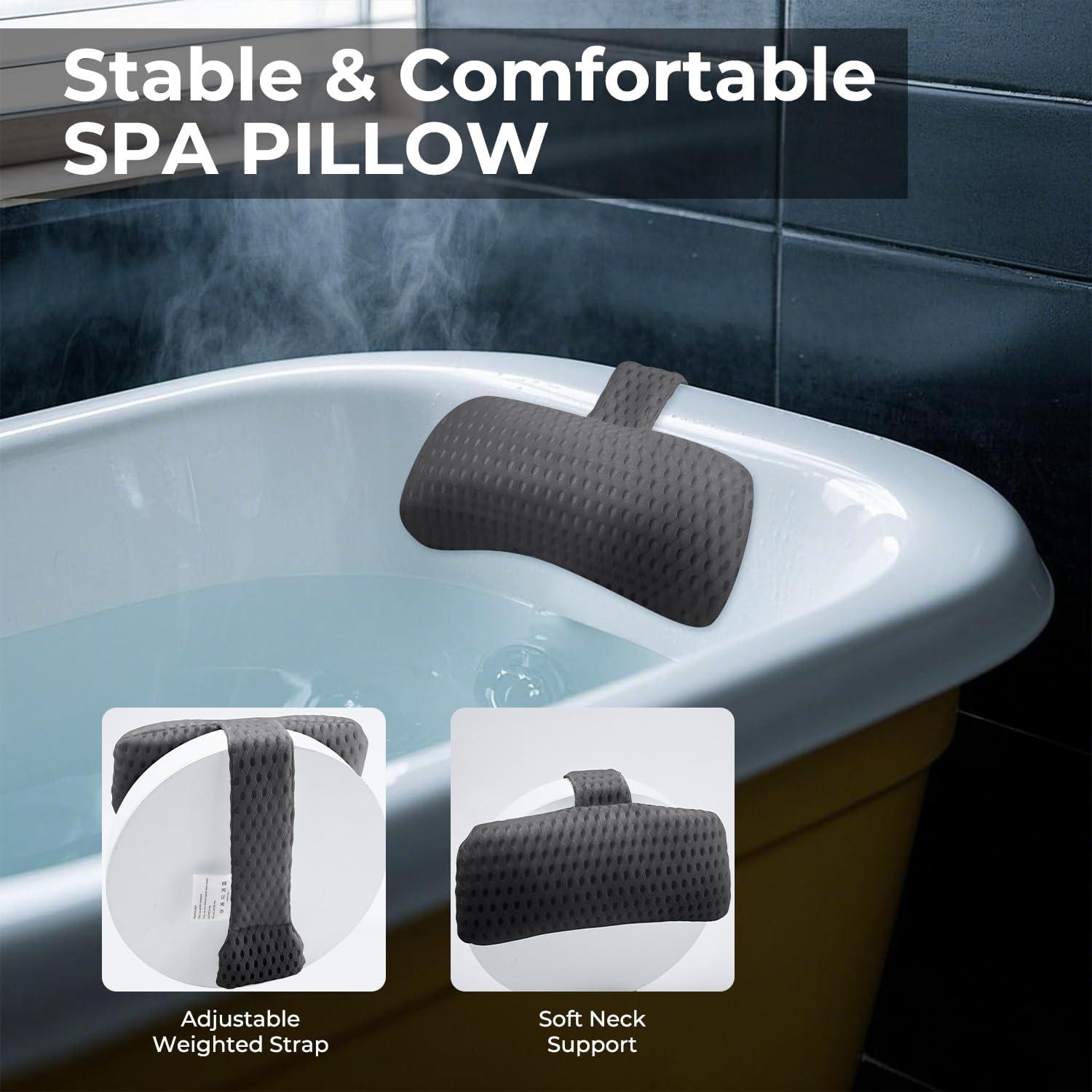 Almohada para Reposacabezas Vanstormy Gris Ajustable para Jacuzzi