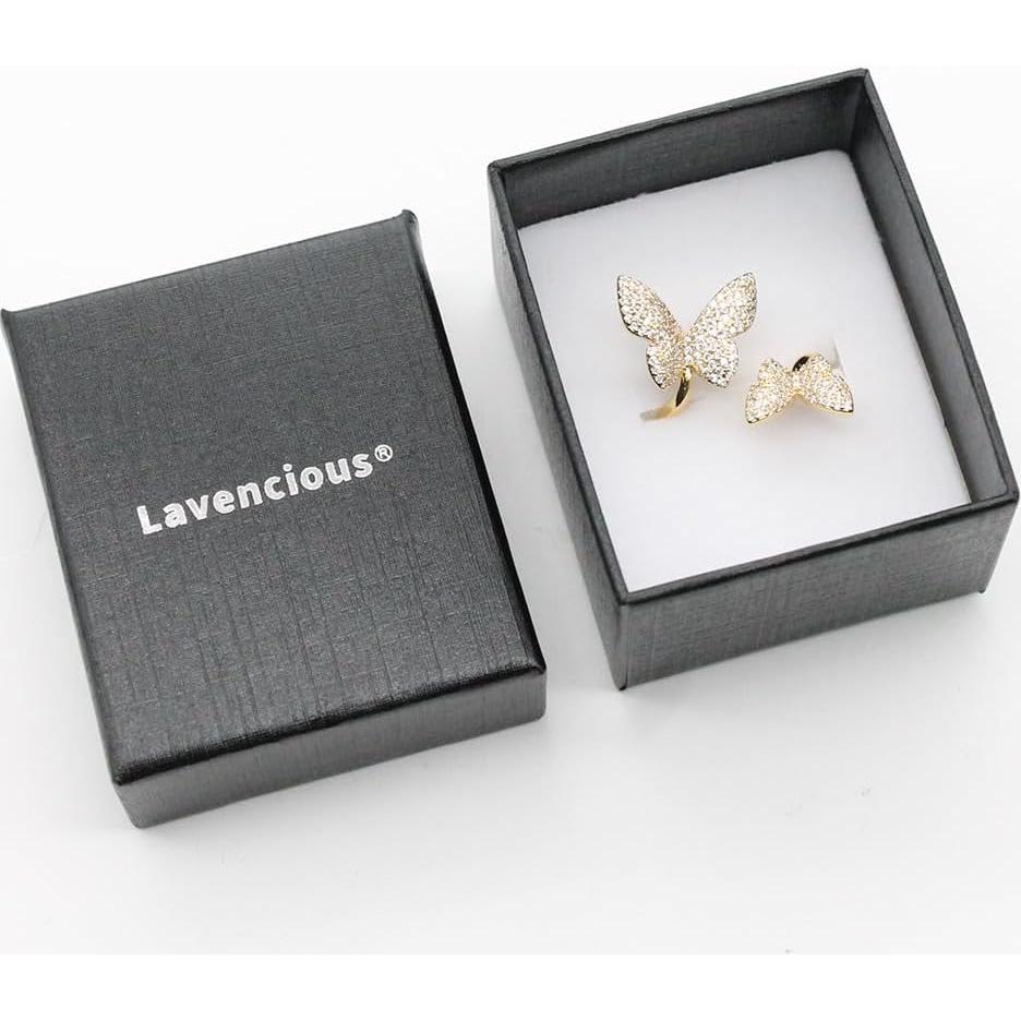 Anillo Ajustable Doble Mariposa Lavencious con Circonitas Oro