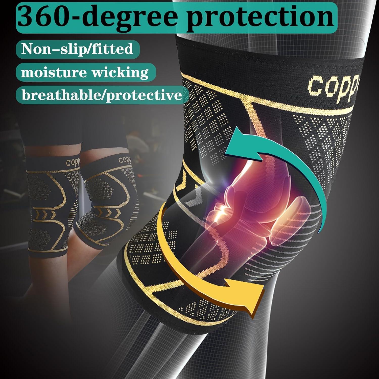 Fajas de Rodilla de Cobre Qishytio Unisex - Compresión XS