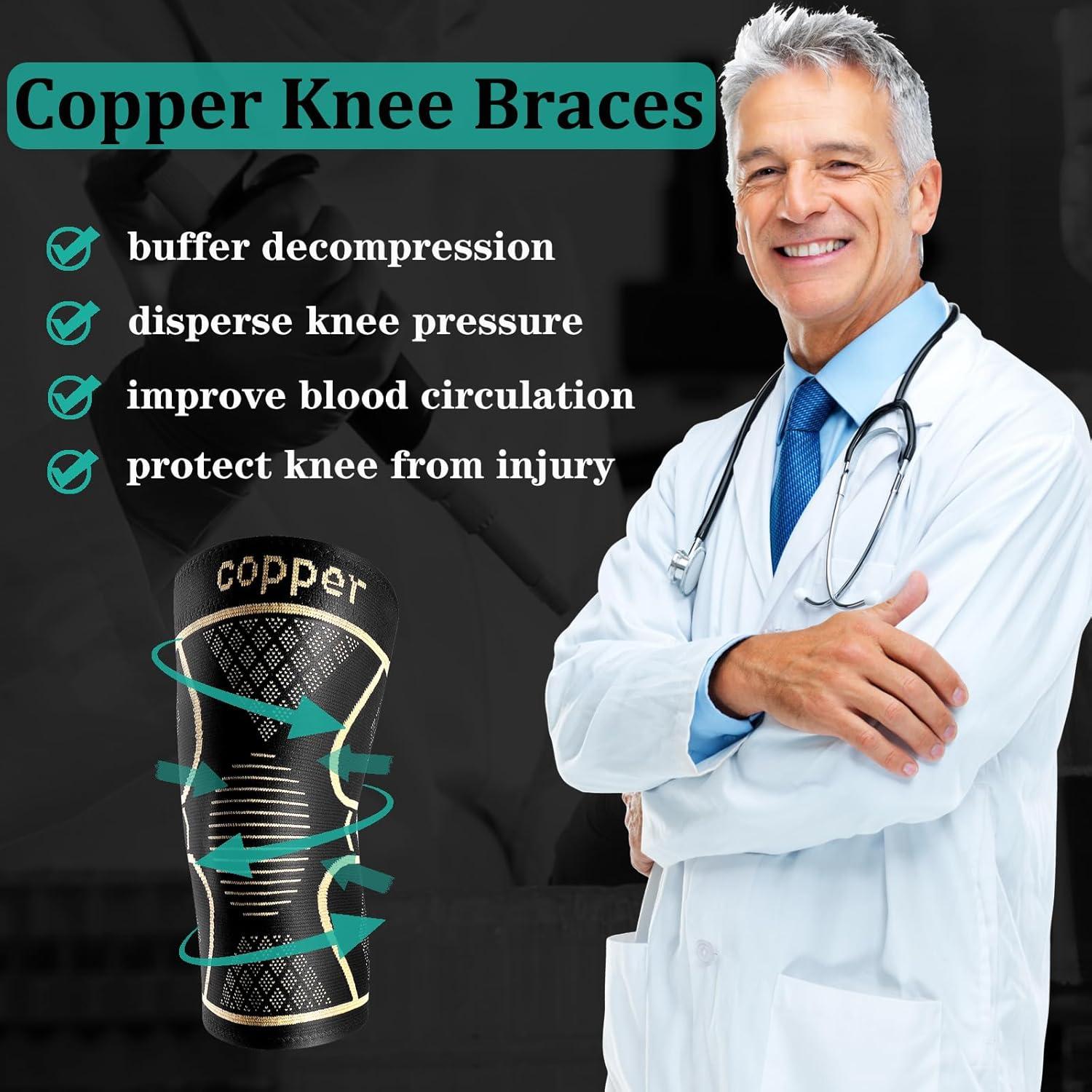 Fajas de Rodilla de Cobre Qishytio Unisex - Compresión XS