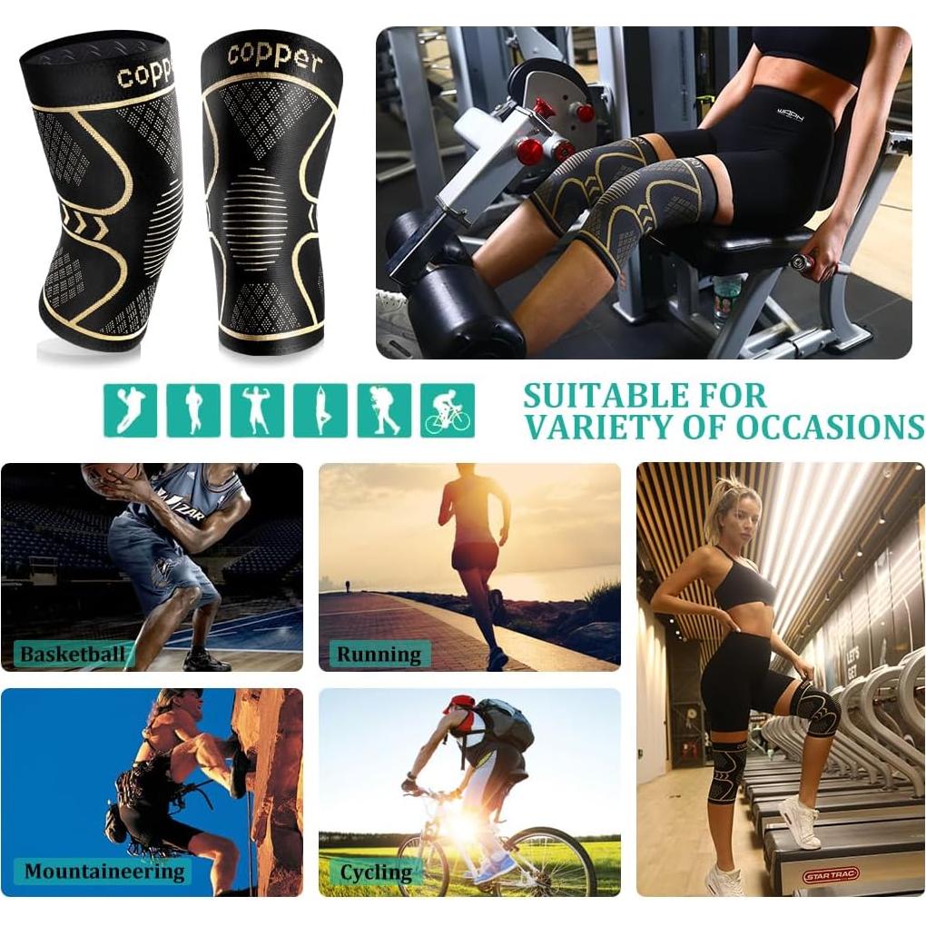 Fajas de Rodilla de Cobre Qishytio Unisex - Compresión XS