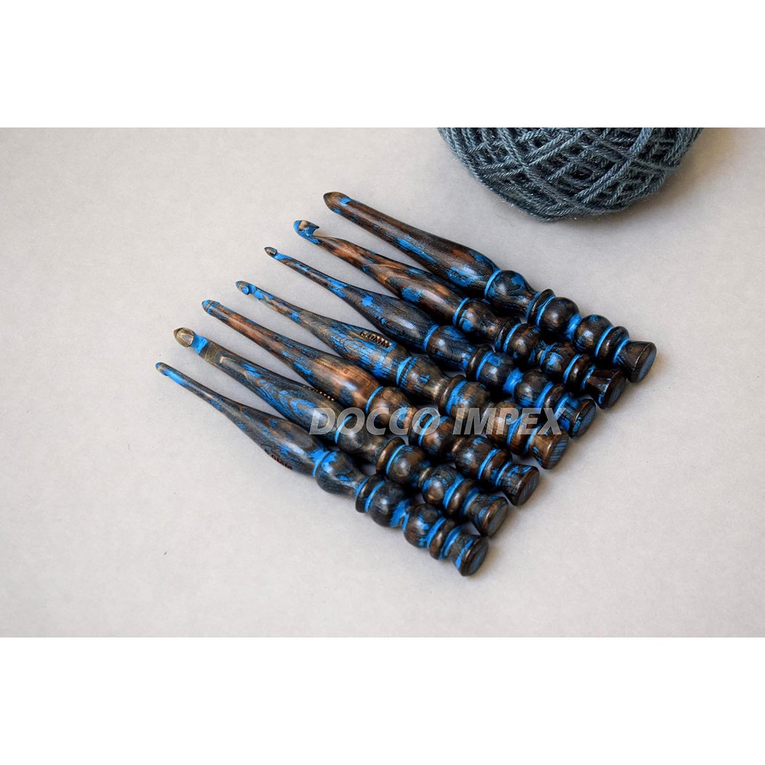 Juego de 7 Ganchos de Crochet de Madera DOCCO IMPEX 4-10 mm
