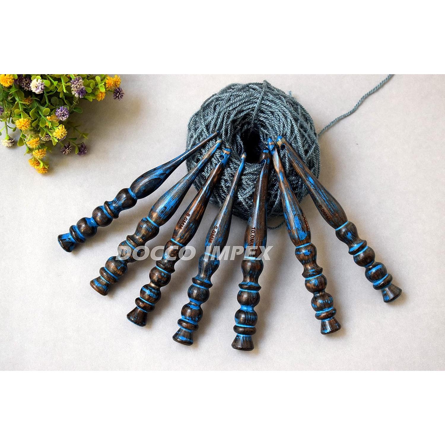 Juego de 7 Ganchos de Crochet de Madera DOCCO IMPEX 4-10 mm