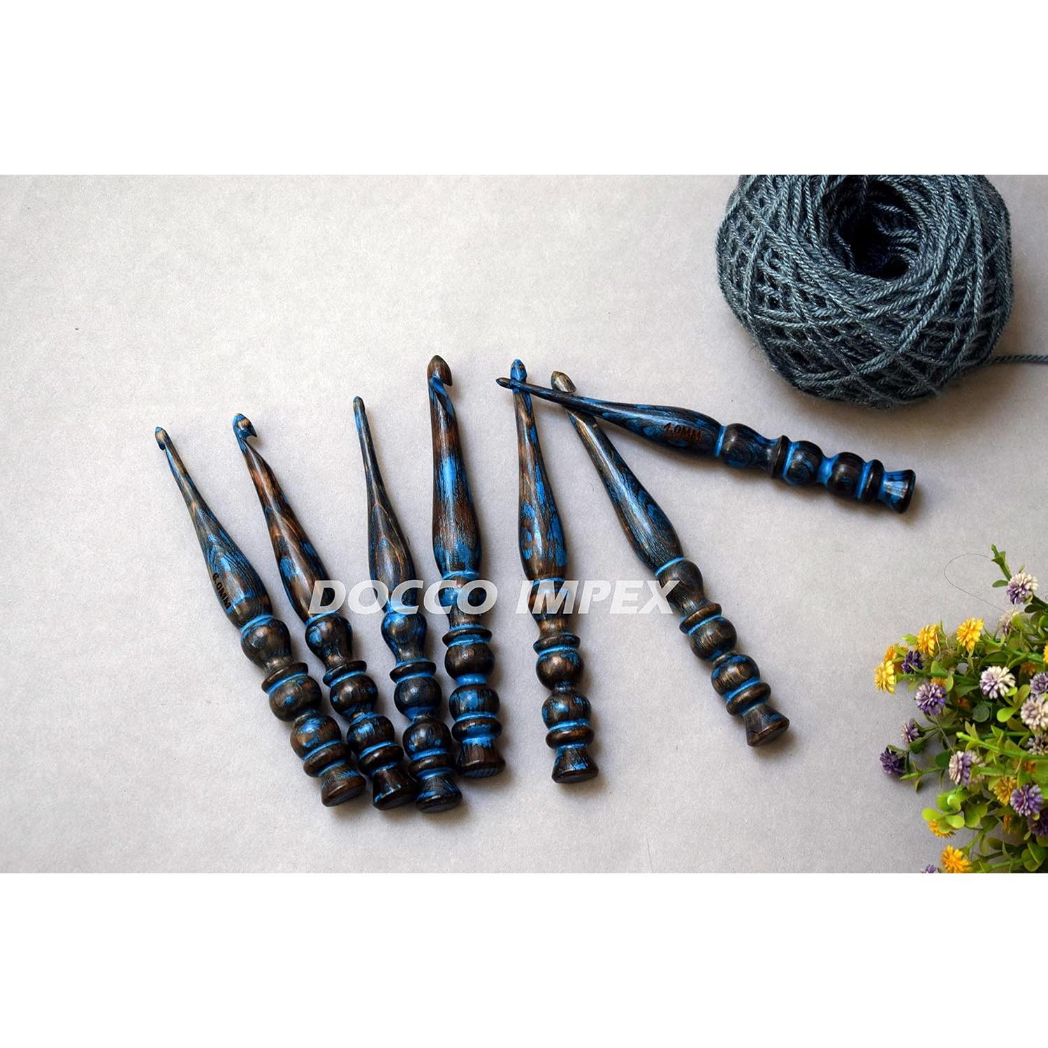 Juego de 7 Ganchos de Crochet de Madera DOCCO IMPEX 4-10 mm