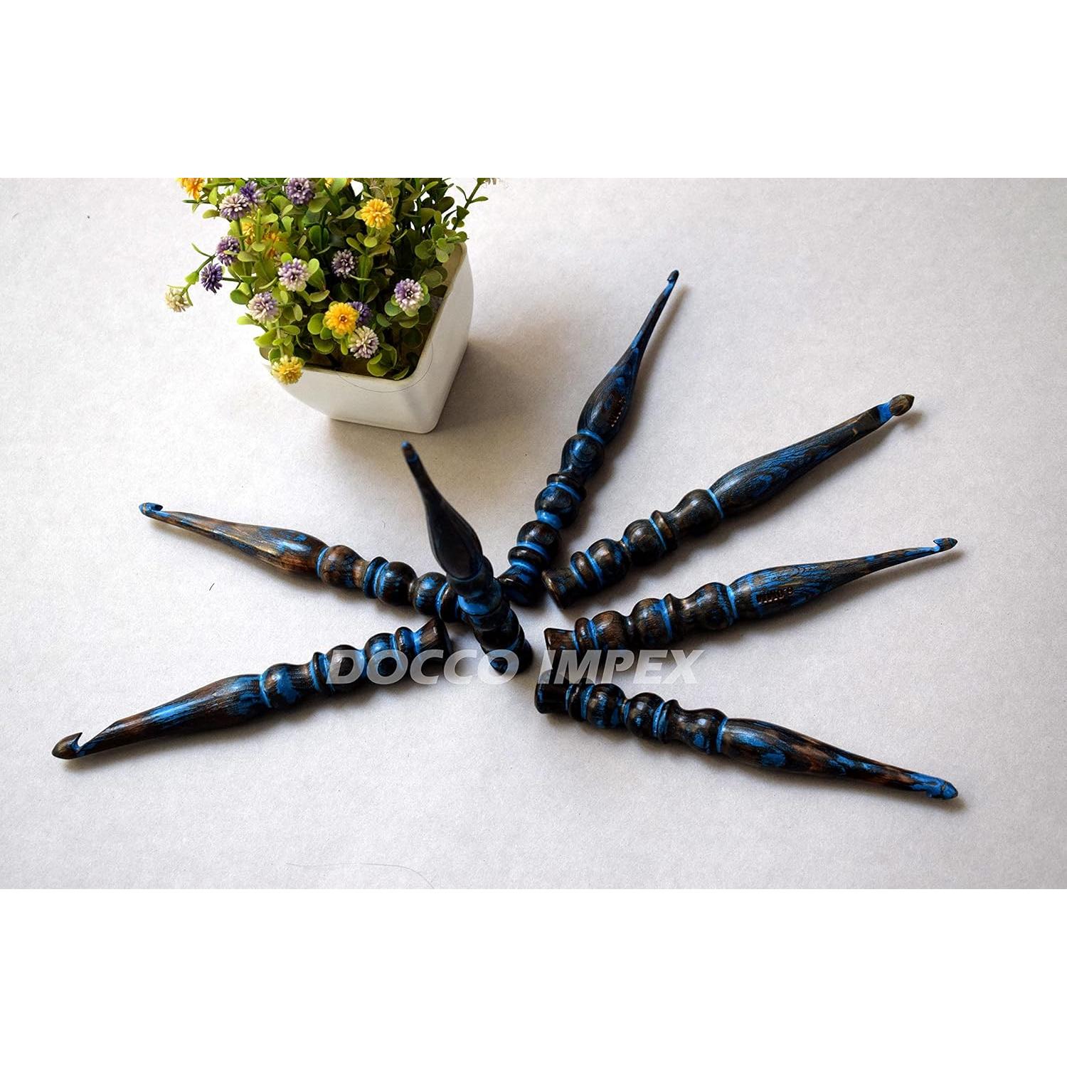 Juego de 7 Ganchos de Crochet de Madera DOCCO IMPEX 4-10 mm