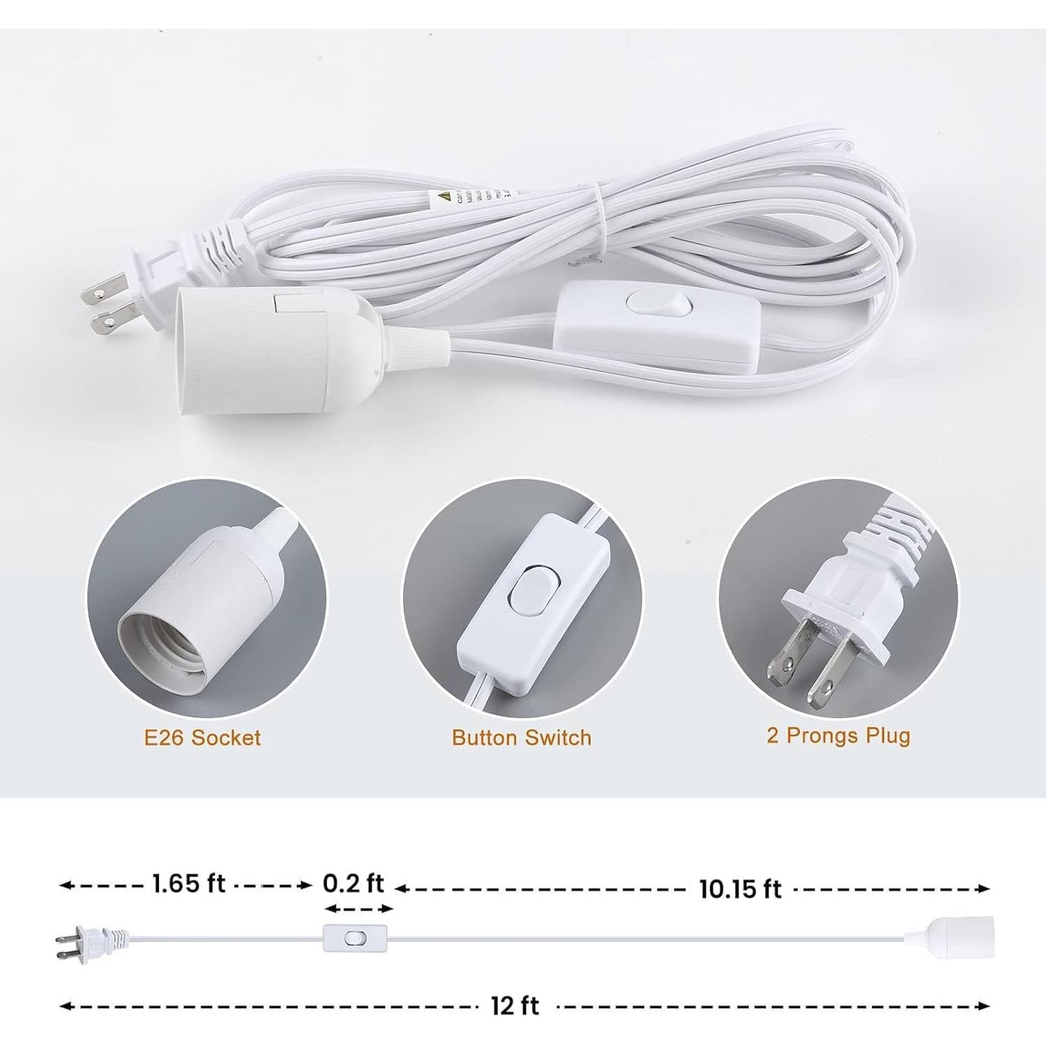 Cable de Extensión para Linterna Colgante Simple Deluxe E26 3.66m