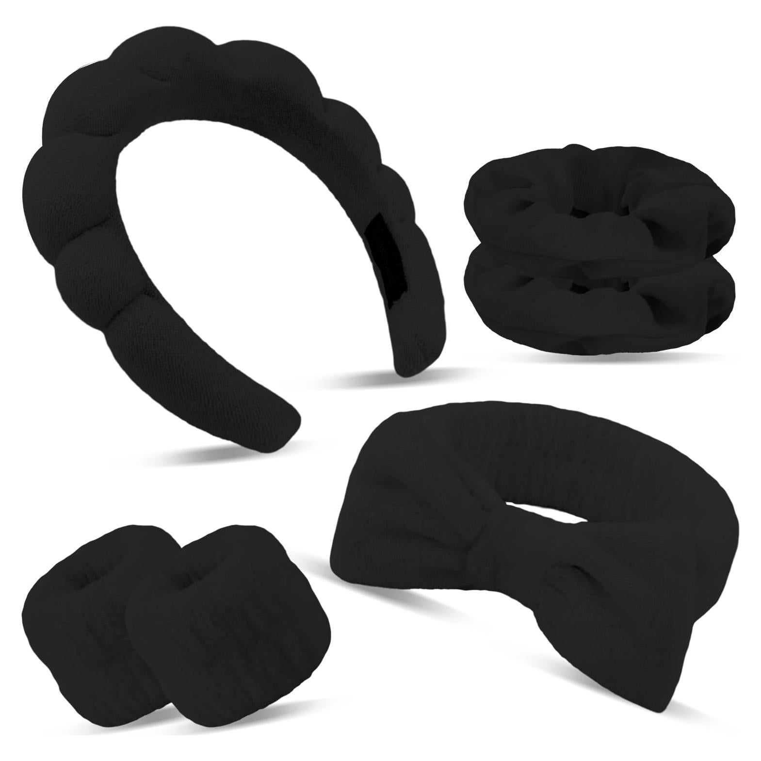 Set de 6 Diademas Negras SuPoo para Spa y Maquillaje