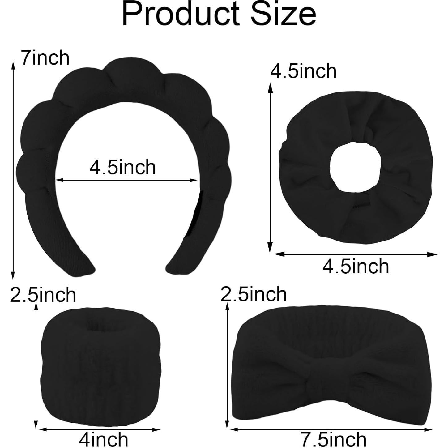 Set de 6 Diademas Negras SuPoo para Spa y Maquillaje