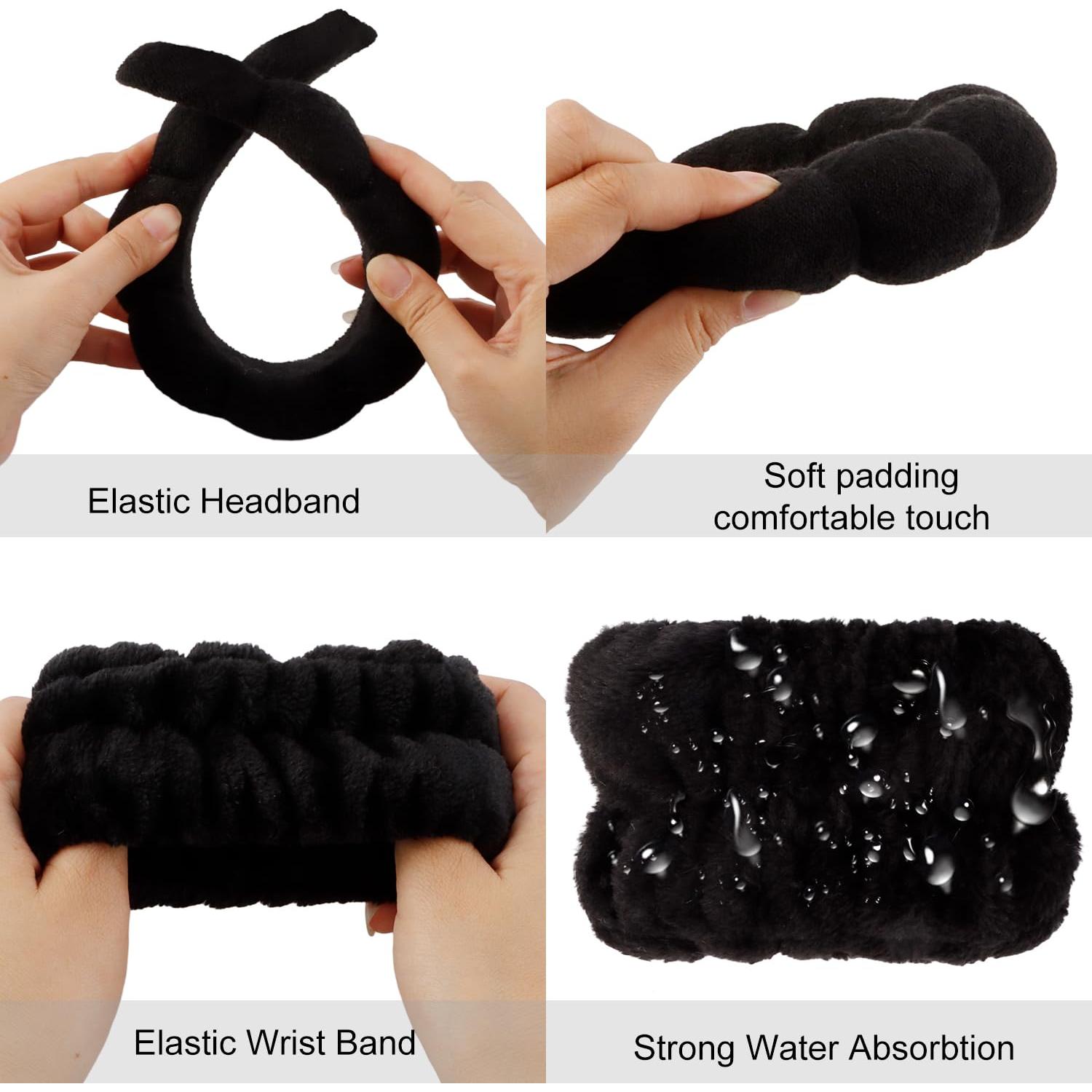 Set de 6 Diademas Negras SuPoo para Spa y Maquillaje