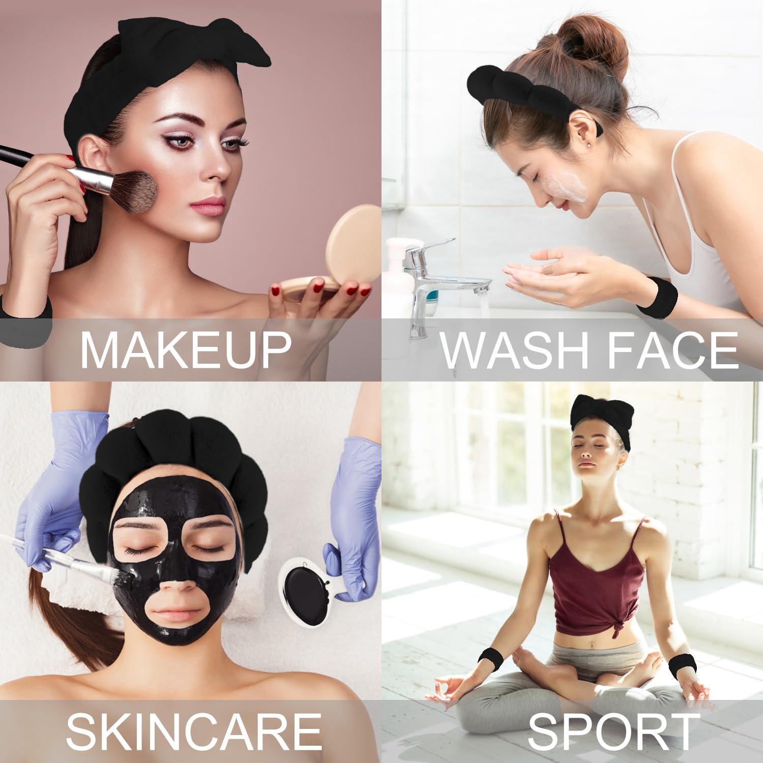 Set de 6 Diademas Negras SuPoo para Spa y Maquillaje