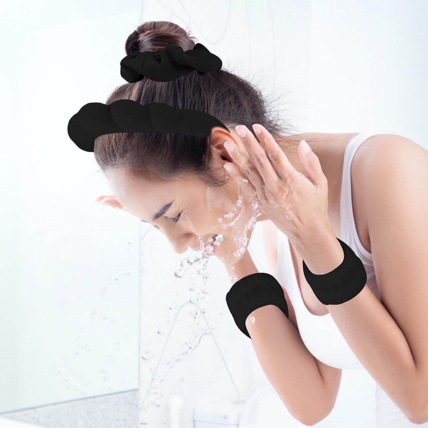 Set de 6 Diademas Negras SuPoo para Spa y Maquillaje