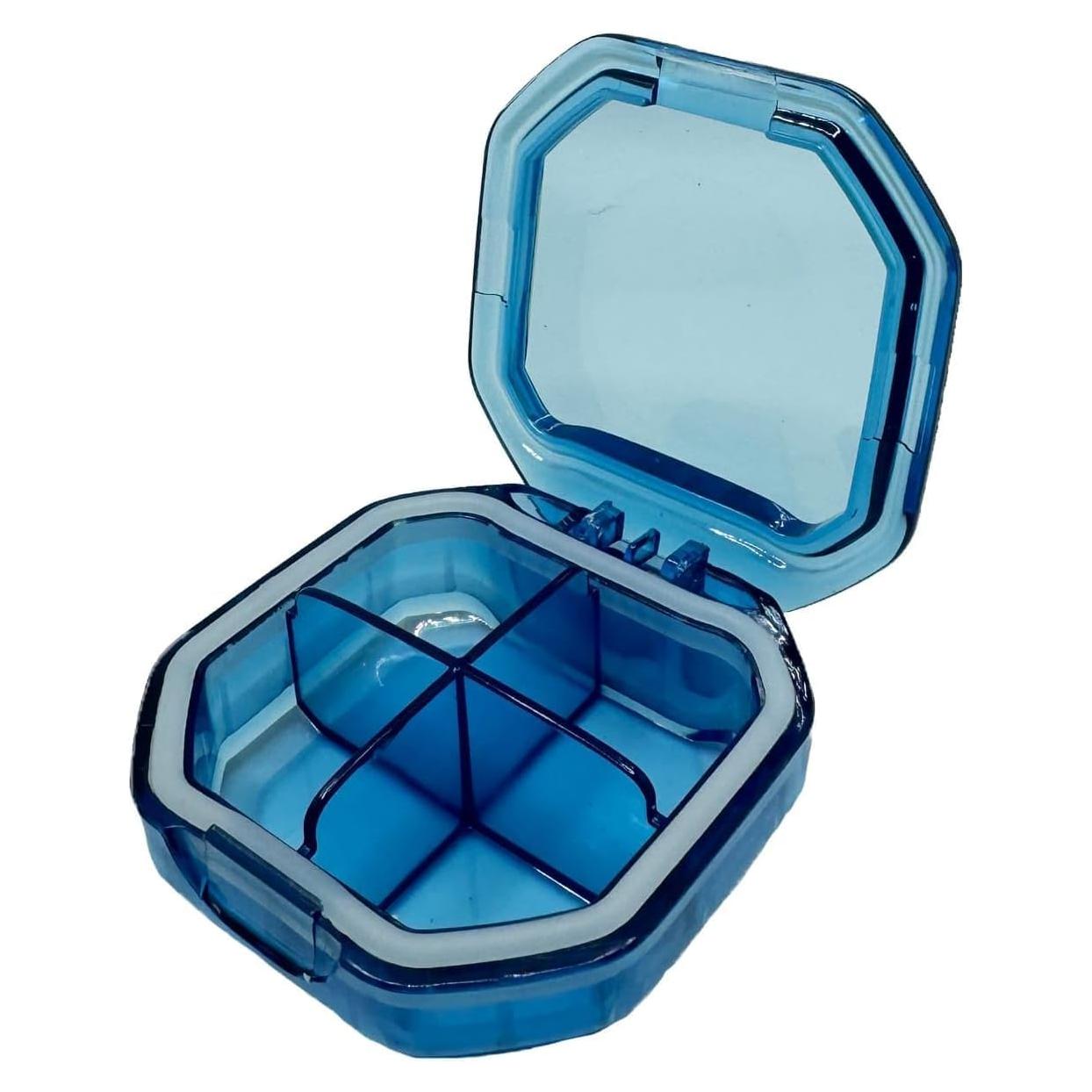Organizador de Pastillas de Viaje YourRx - Estuche Impermeable 4 Compartimentos Azul