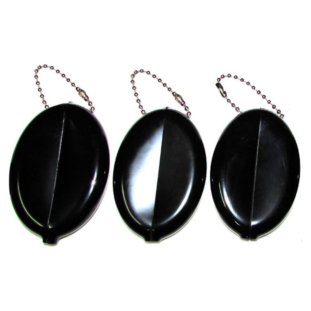 3 Monederos Ovalados de Presión Brinz - Color Negro