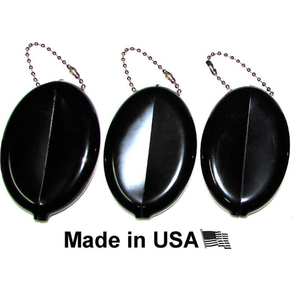 3 Monederos Ovalados de Presión Brinz - Color Negro