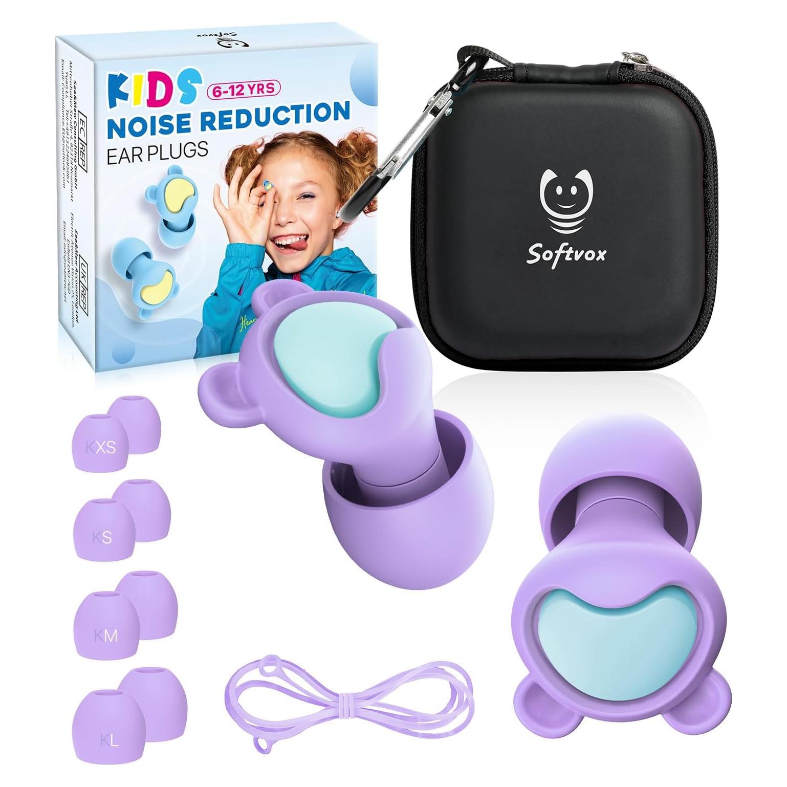 Tapones para Oídos Niños Softvox 6-12 Años Reutilizables -26dB