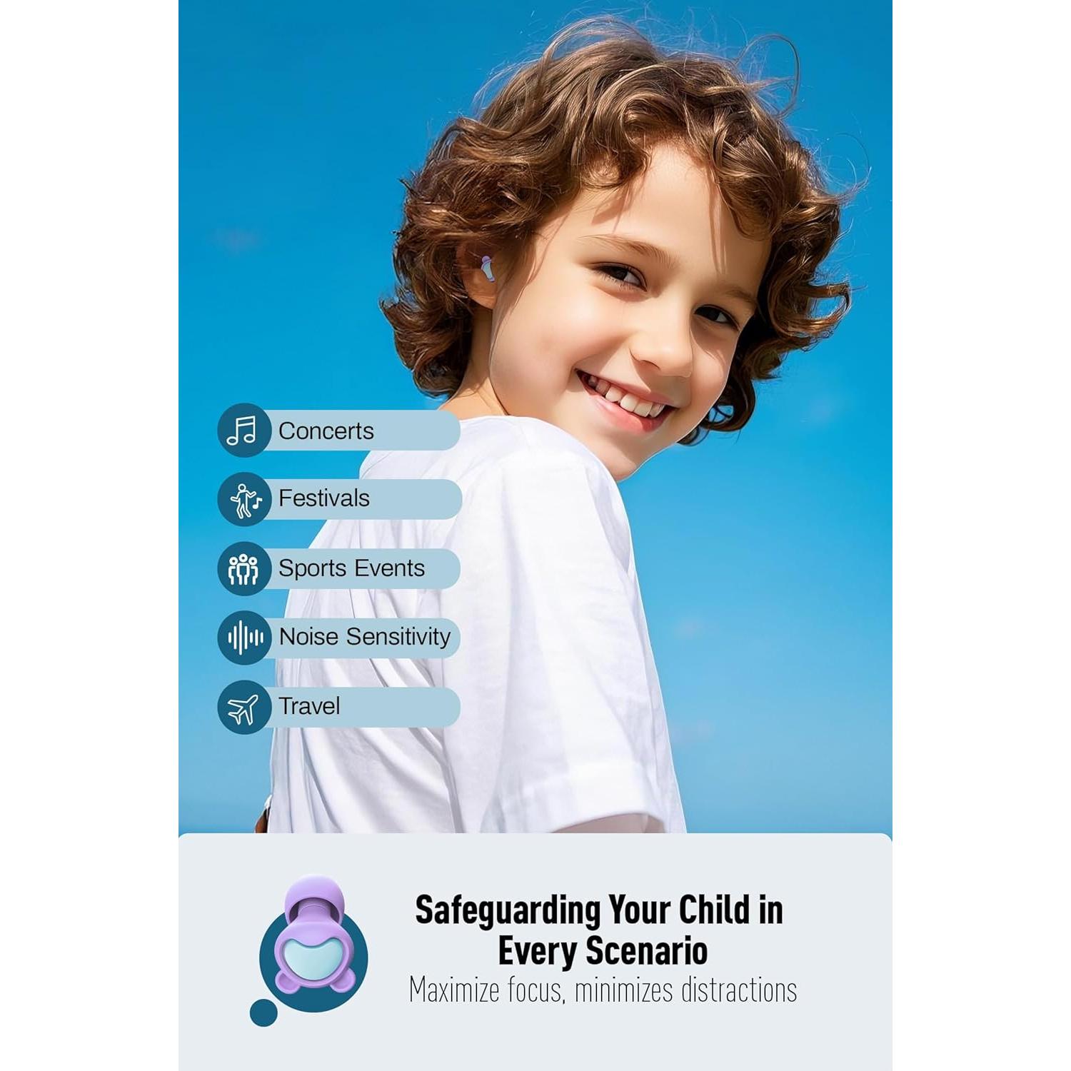 Tapones para Oídos Niños Softvox 6-12 Años Reutilizables -26dB