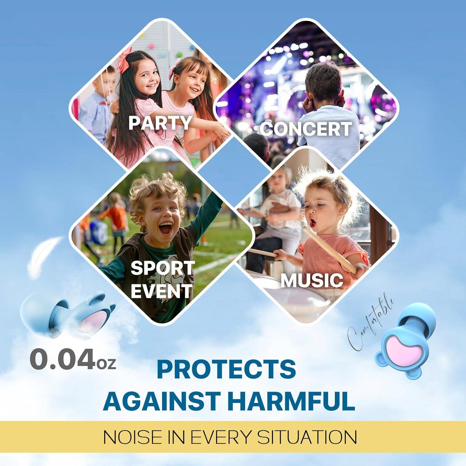 Tapones para Oídos Niños Softvox Reutilizables 26 dB Alivio Ruido