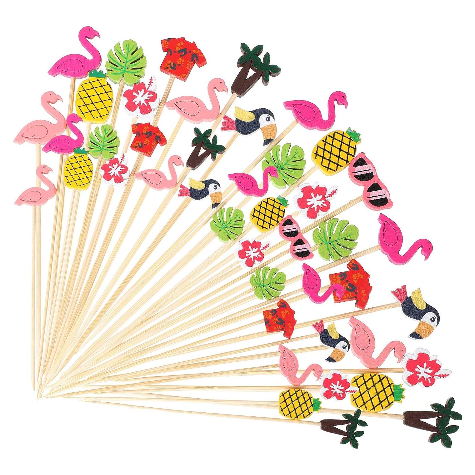 Picks de cóctel tropical Patelai - 100 piezas de bambú