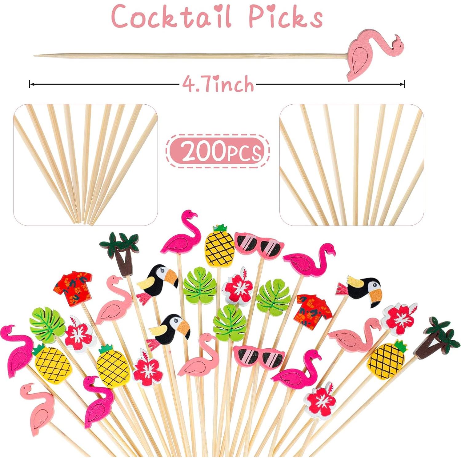 Picks de cóctel tropical Patelai - 100 piezas de bambú