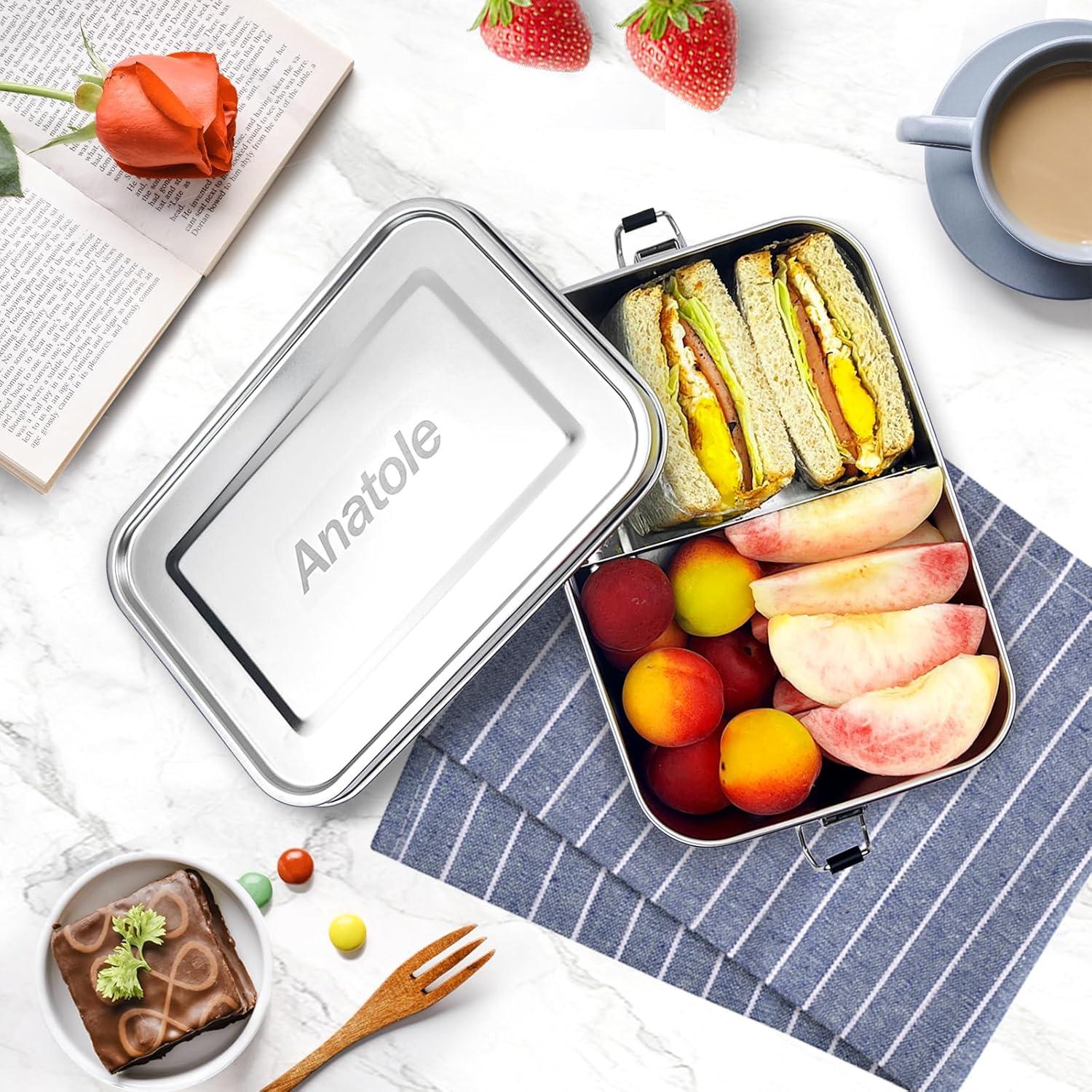 Caja Bento Acero Inoxidable Anatole 47oz Hermética 1400ml