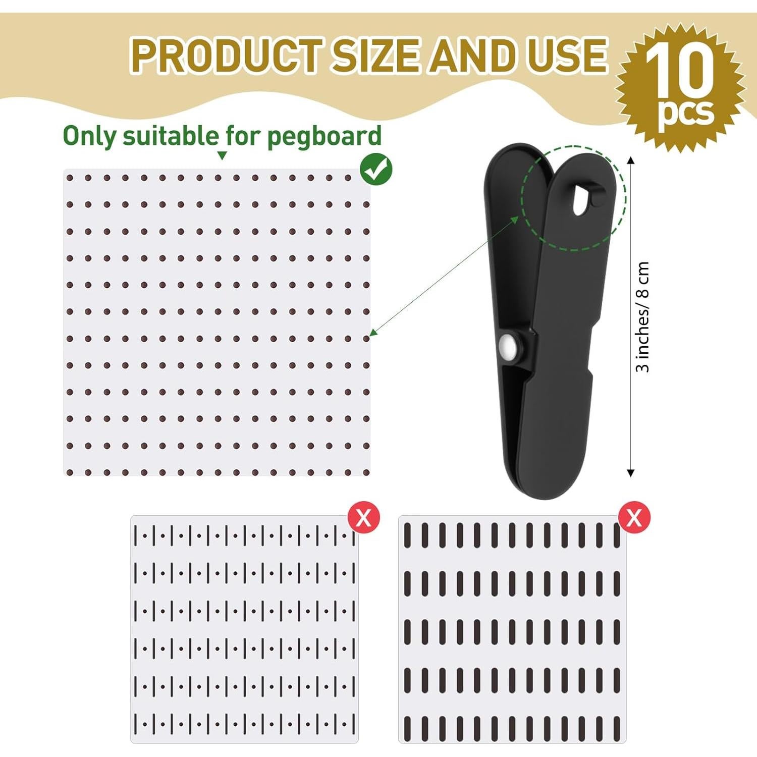 10 Clips de Tablero de Perforación Metal Negro CroBlissful