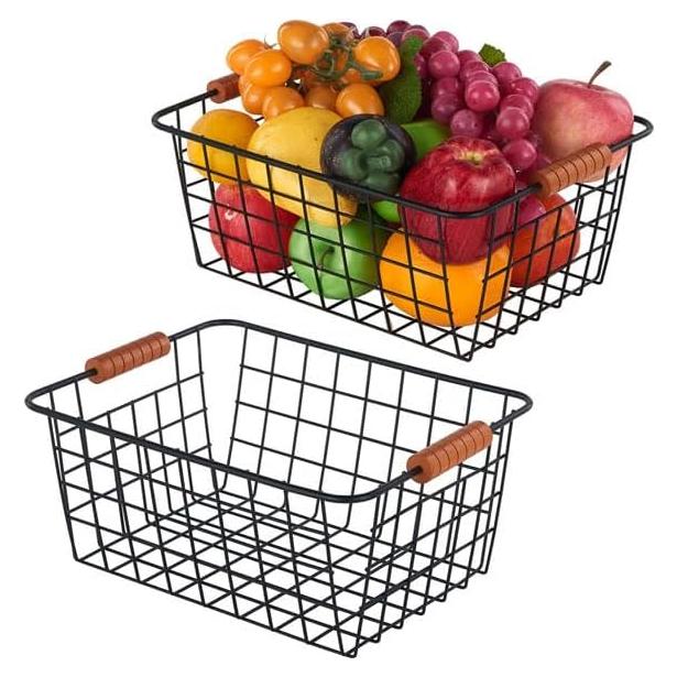 Cesta de Almacenamiento JUNCHU CHERRY 2 Piezas con Mango de Madera