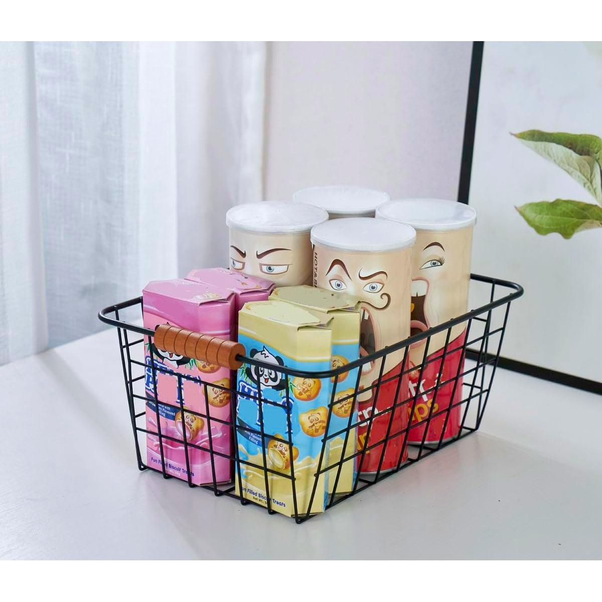 Cesta de Almacenamiento JUNCHU CHERRY 2 Piezas con Mango de Madera