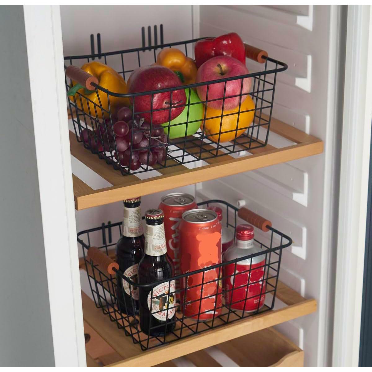 Cesta de Almacenamiento JUNCHU CHERRY 2 Piezas con Mango de Madera