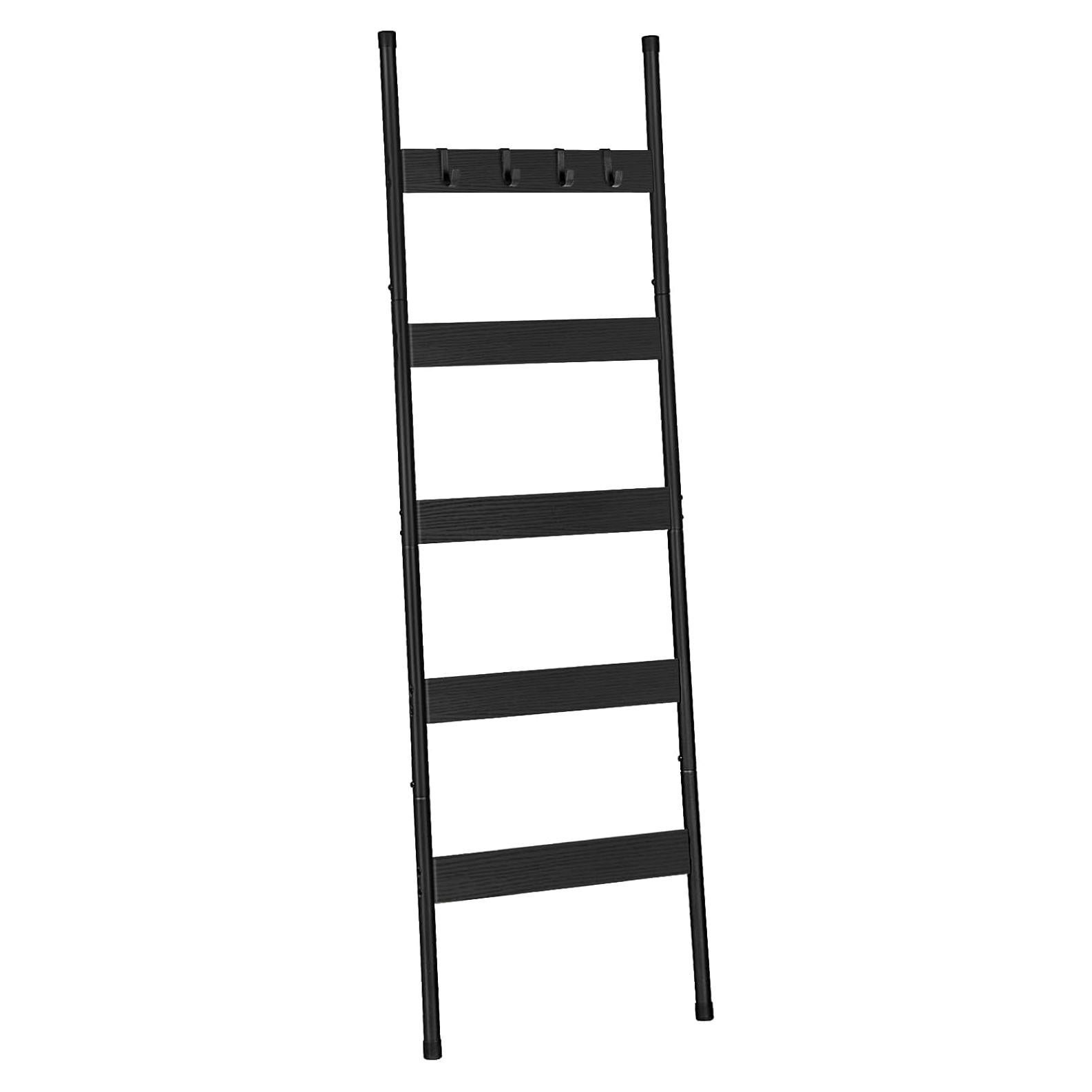 Escalera de Mantas HOOBRO Negra, Estante de 5 Niveles para Toallas