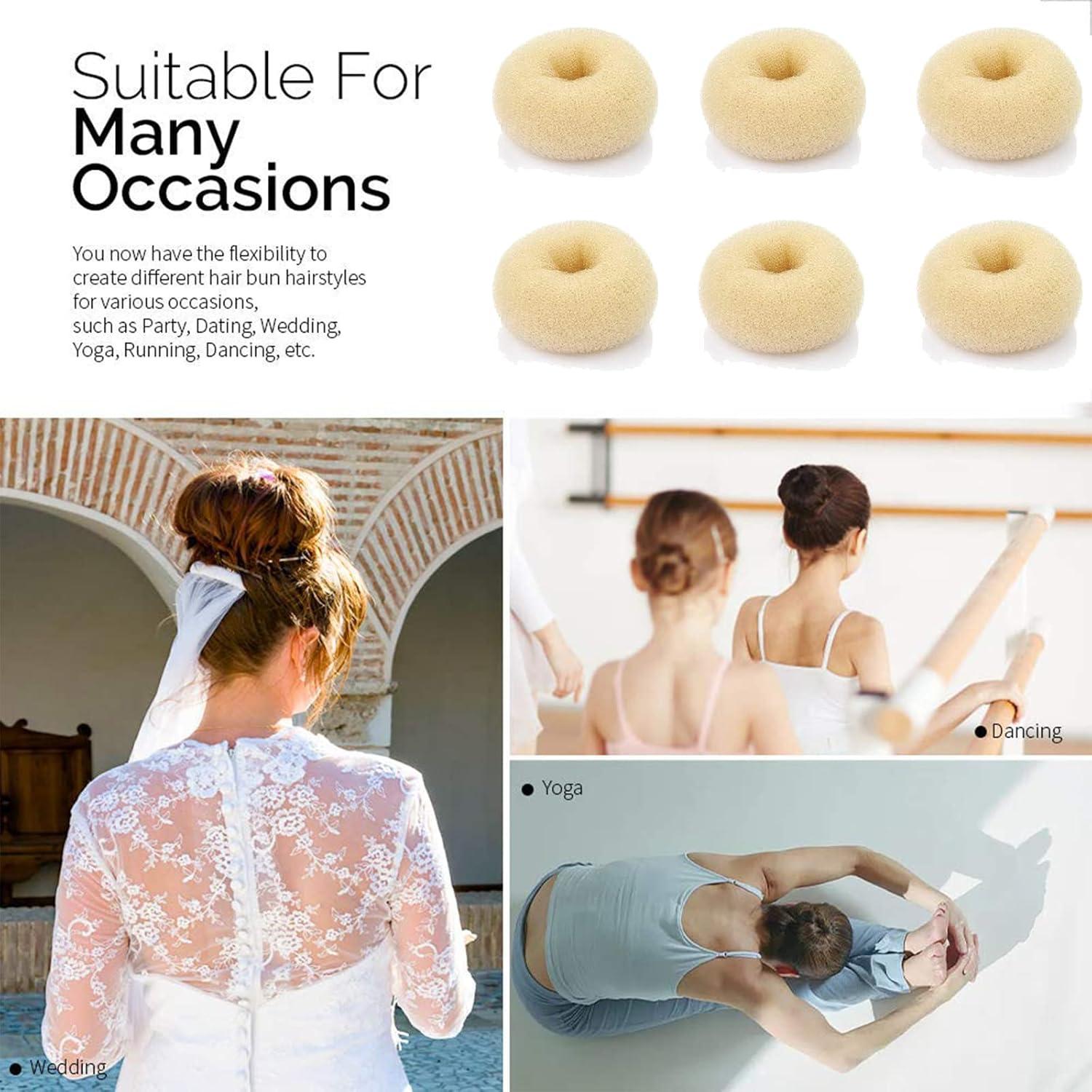 Fabricador de Donas de Pelo WACURRENTHYD 6PCS 6.35cm Beige