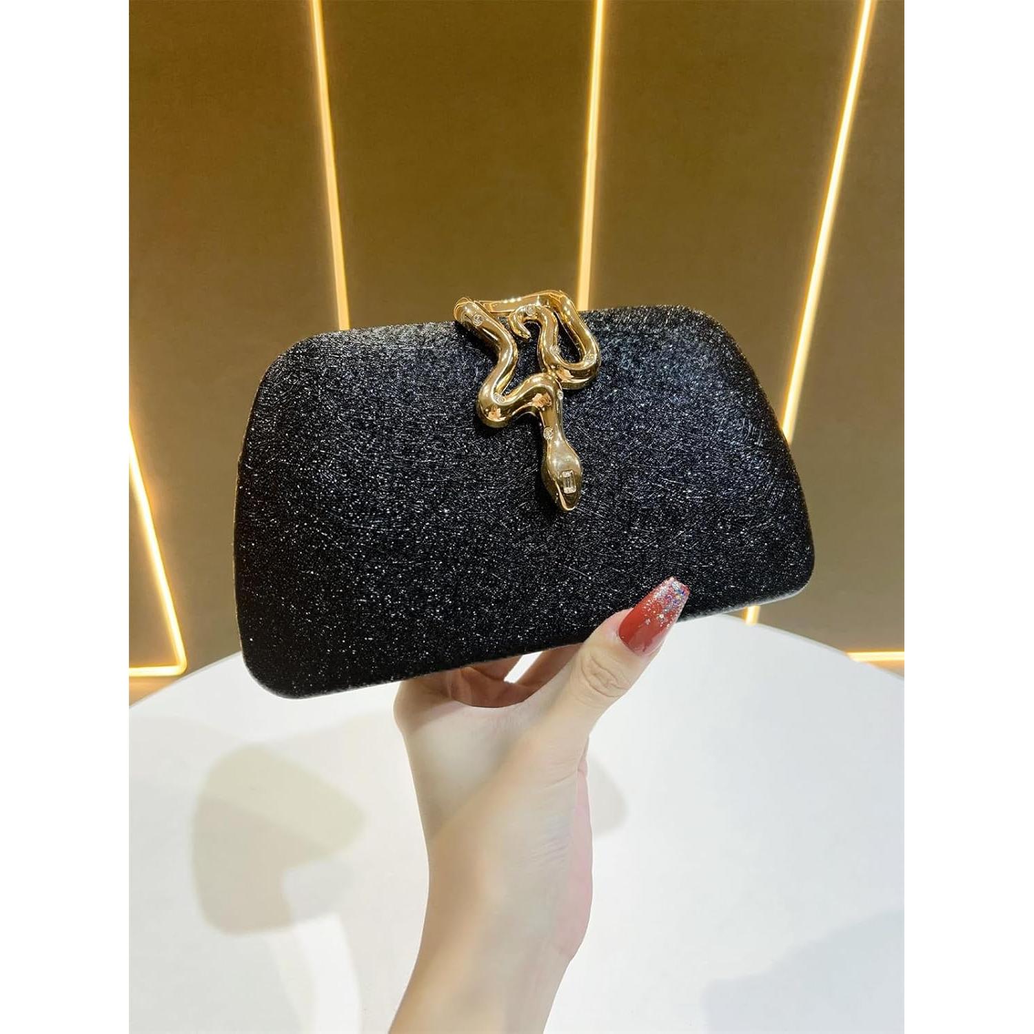 Bolso de mano brillante para mujer - Elegante dorado 19x11 cm