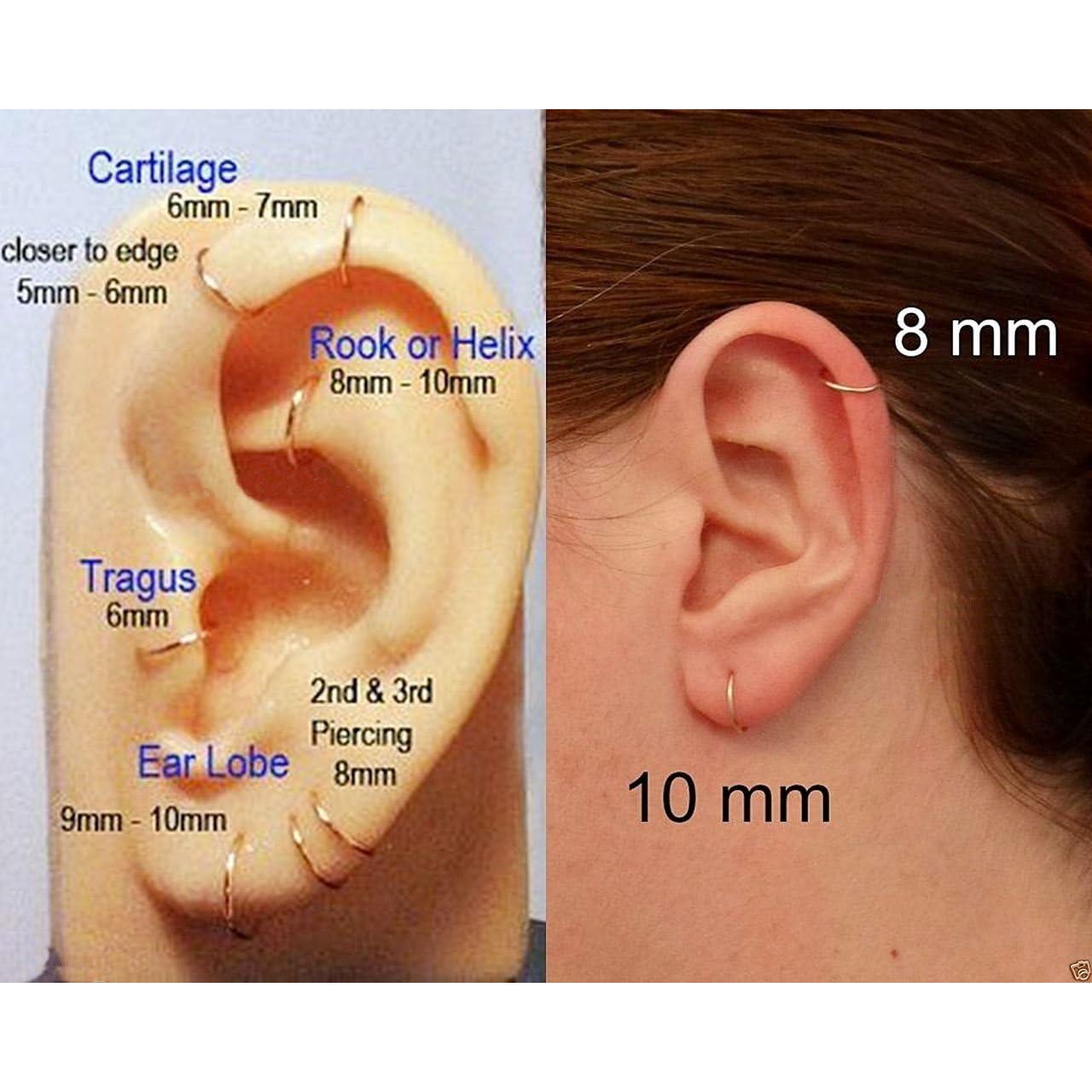 Pendientes de Aro Hipoalergénicos Acero Inoxidable 5Pcs 16G 18G