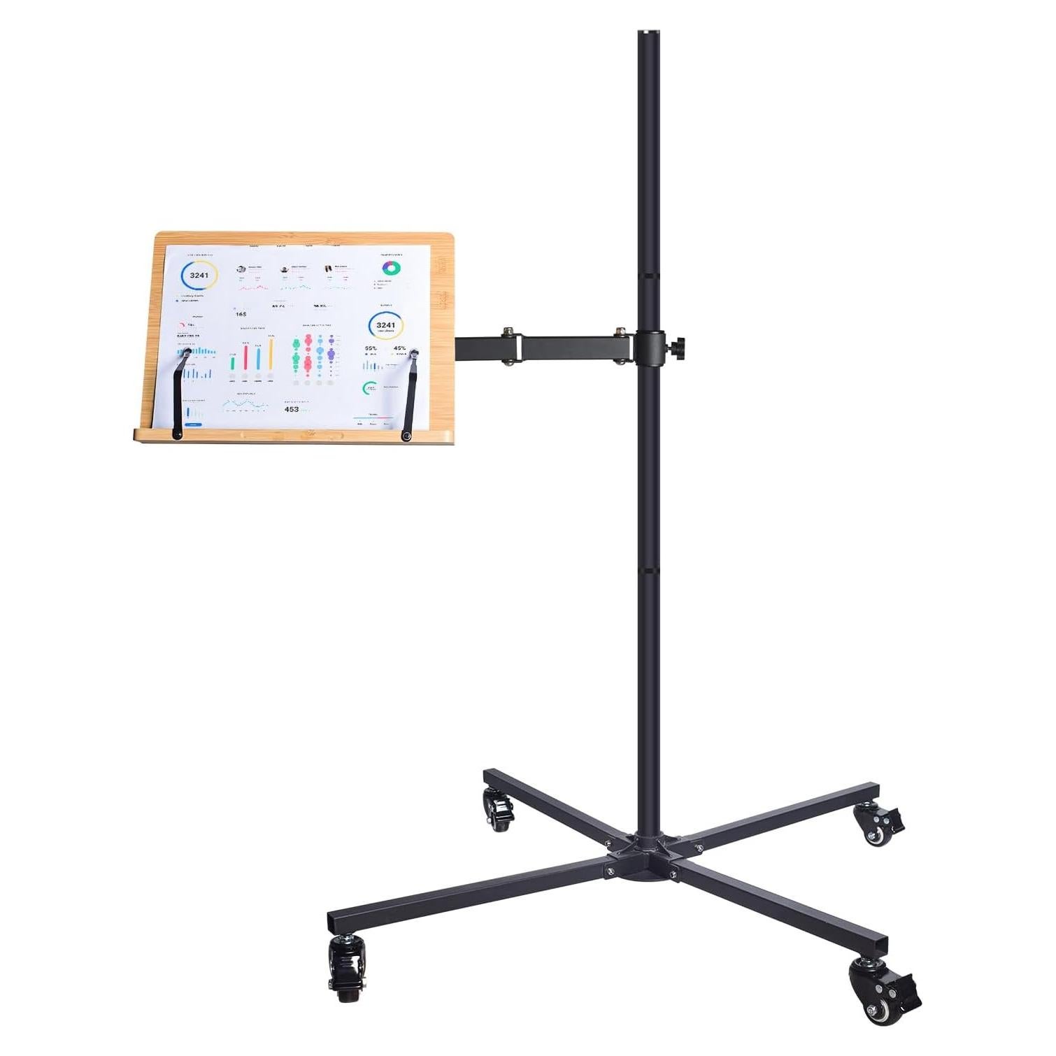 Soporte de Libro Rodante wishacc Ajustable 50-127 cm Negro