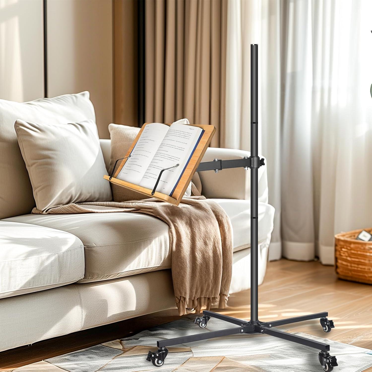 Soporte de Libro Rodante wishacc Ajustable 50-127 cm Negro