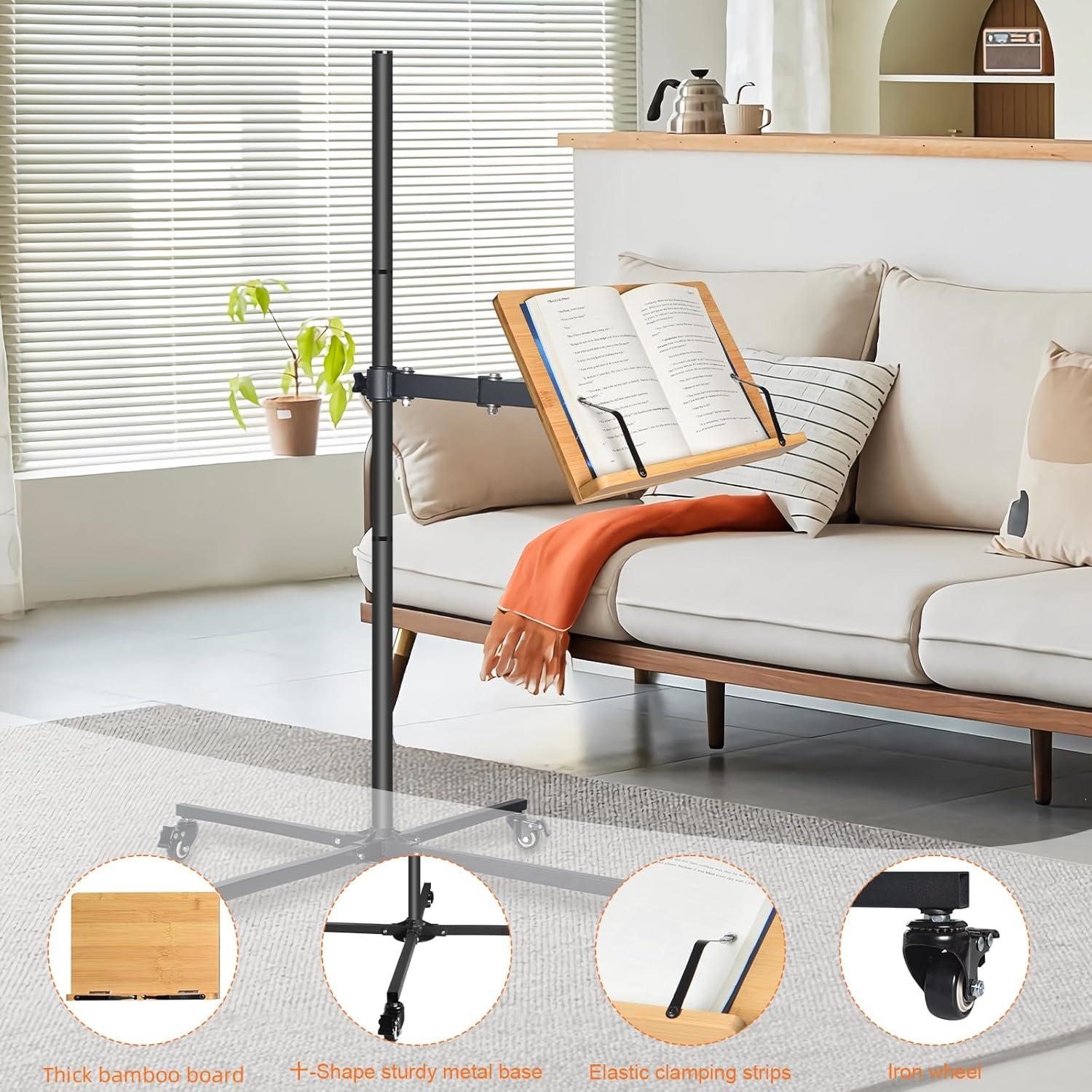 Soporte de Libro Rodante wishacc Ajustable 50-127 cm Negro