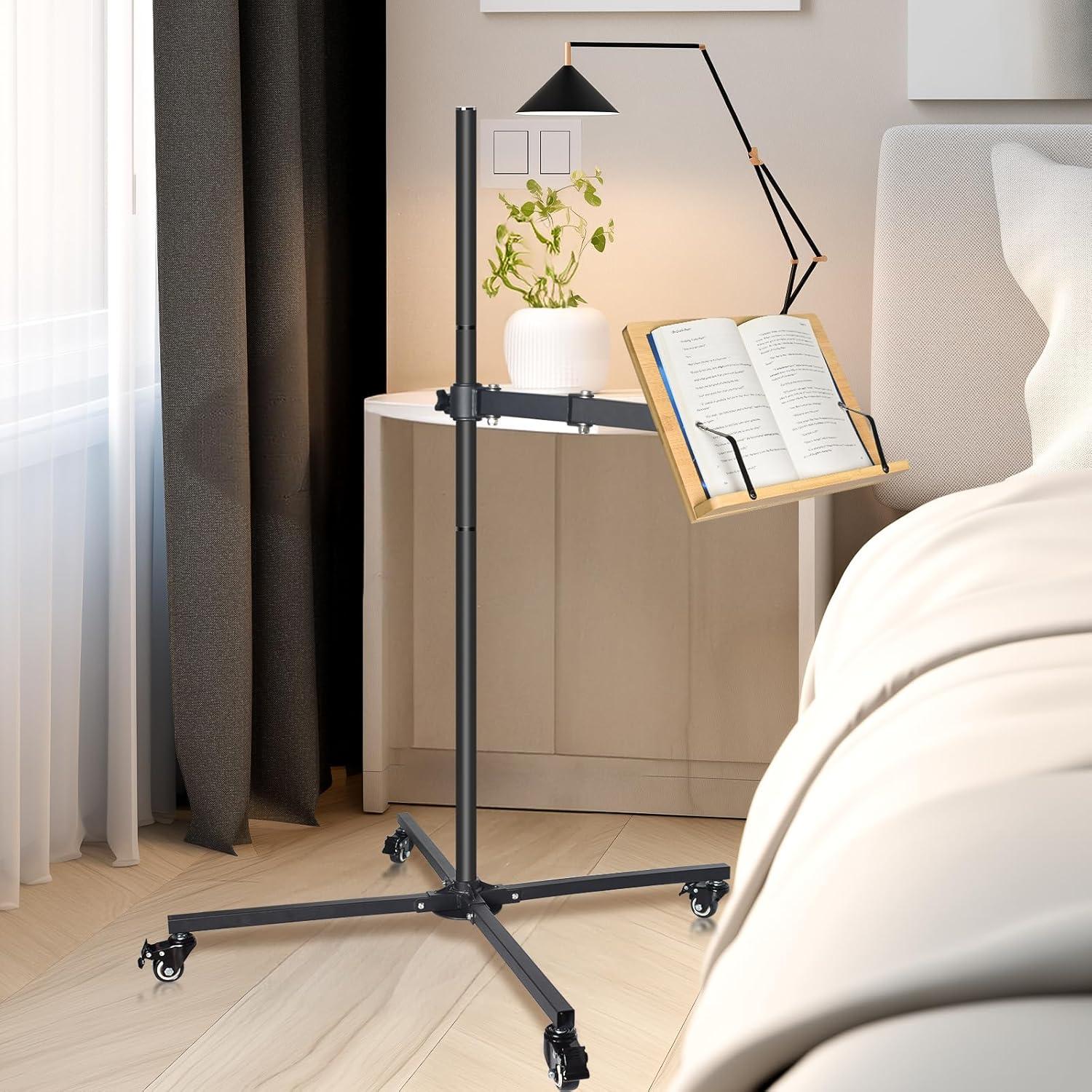 Soporte de Libro Rodante wishacc Ajustable 50-127 cm Negro