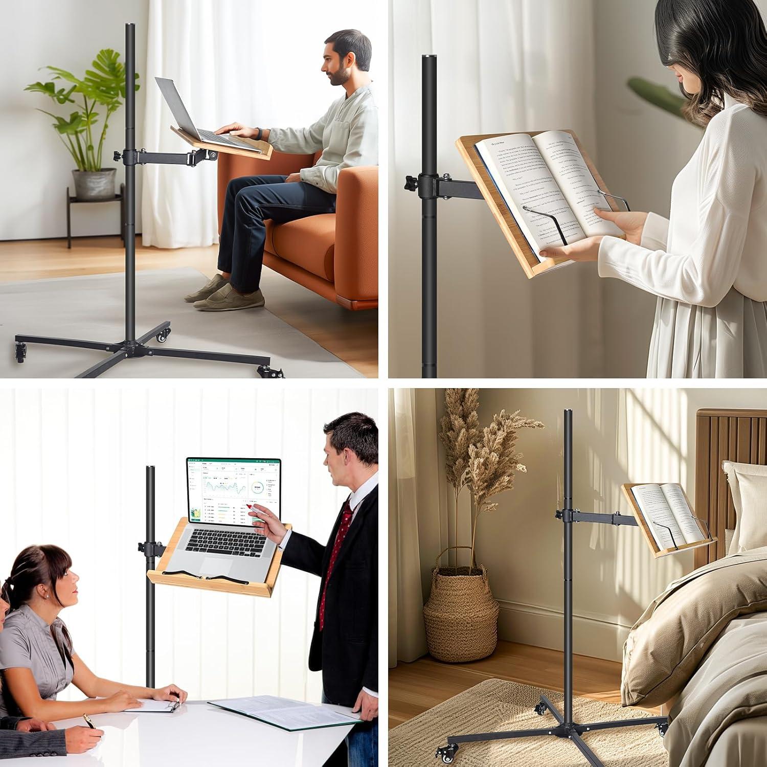 Soporte de Libro Rodante wishacc Ajustable 50-127 cm Negro