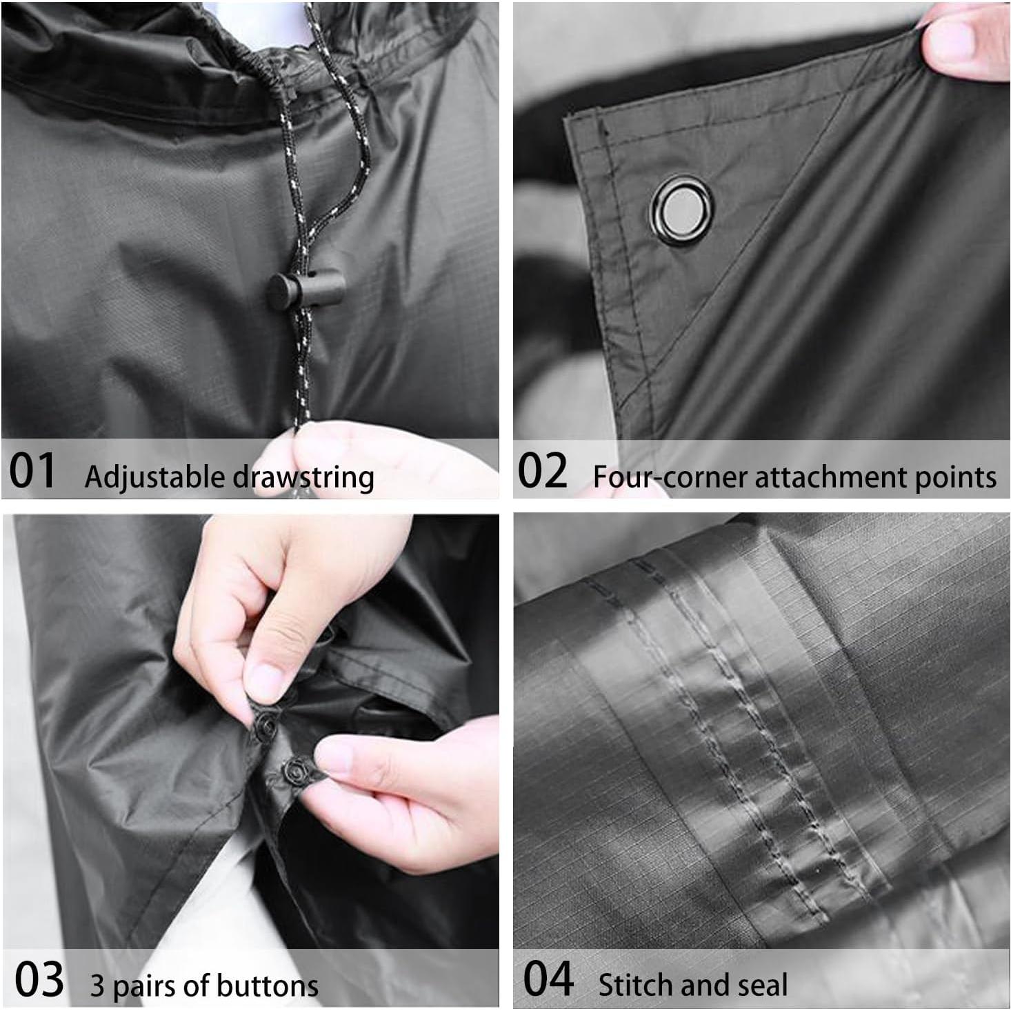 Poncho de Lluvia Impermeable Unisex Ligero con Capucha - Negro