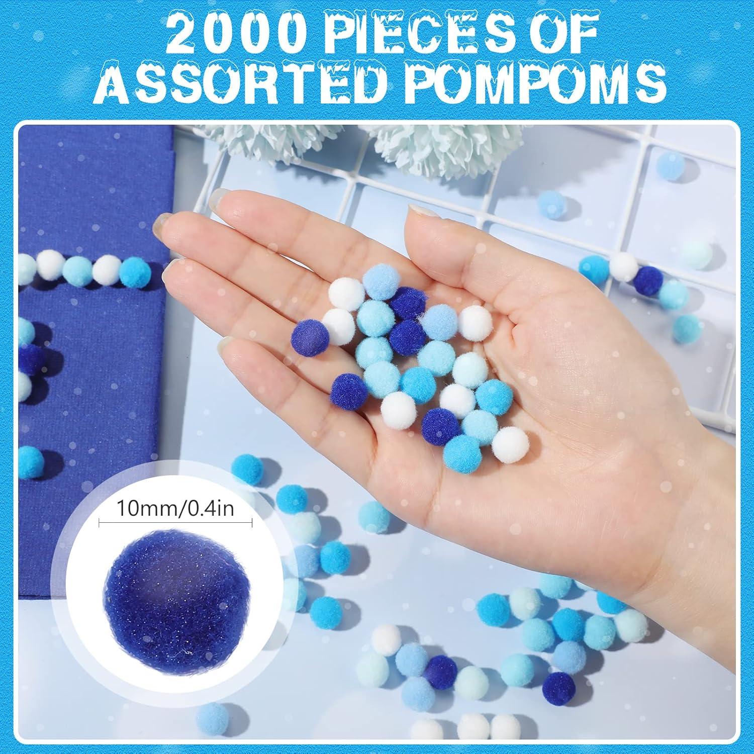 Pompones de Manualidades Tegeme 2000 Piezas 1 cm Azul