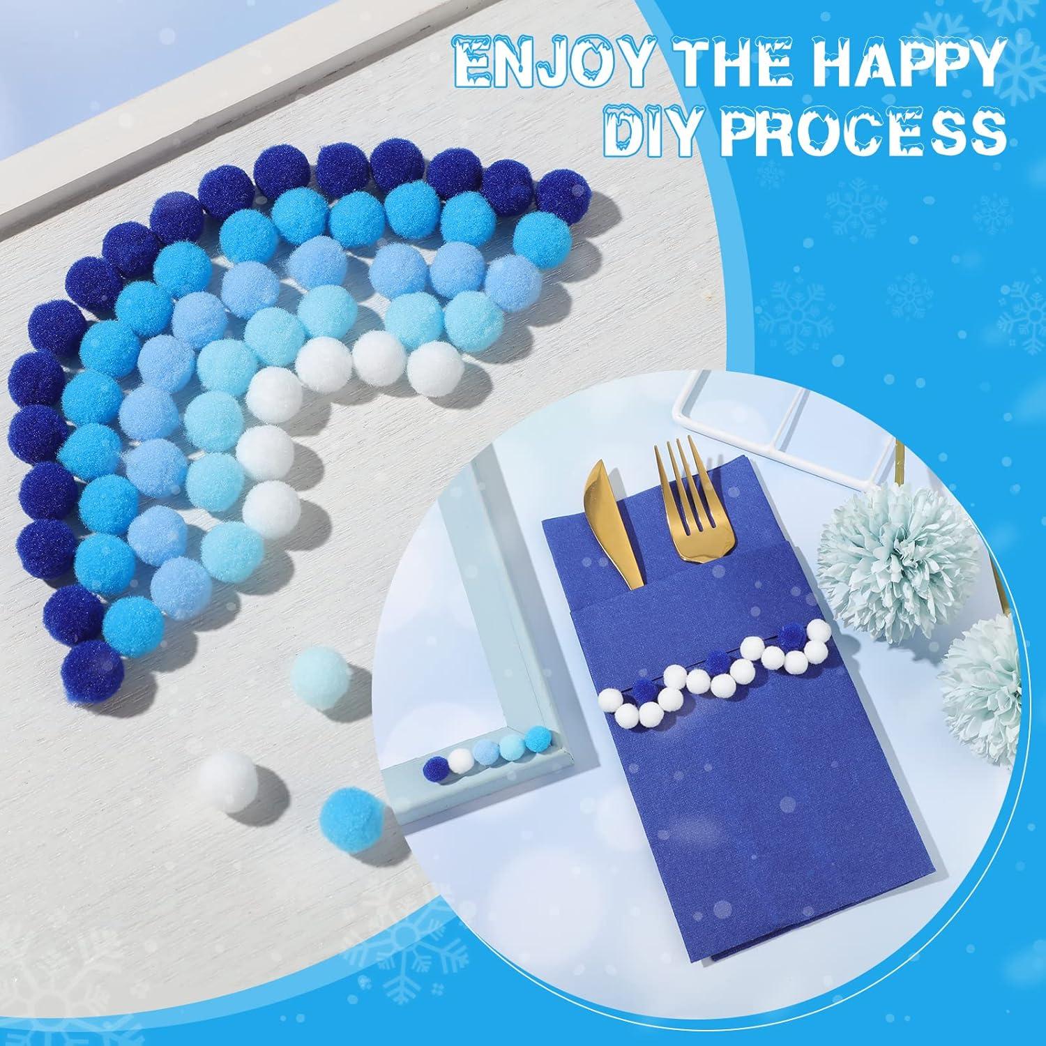 Pompones de Manualidades Tegeme 2000 Piezas 1 cm Azul