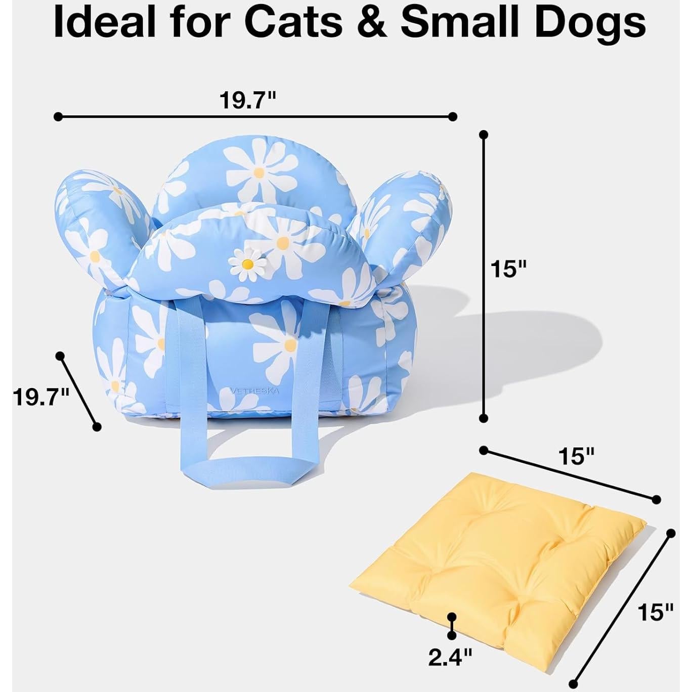 Asiento de Coche para Mascotas VETRESKA Daisy Azul 50x50 cm