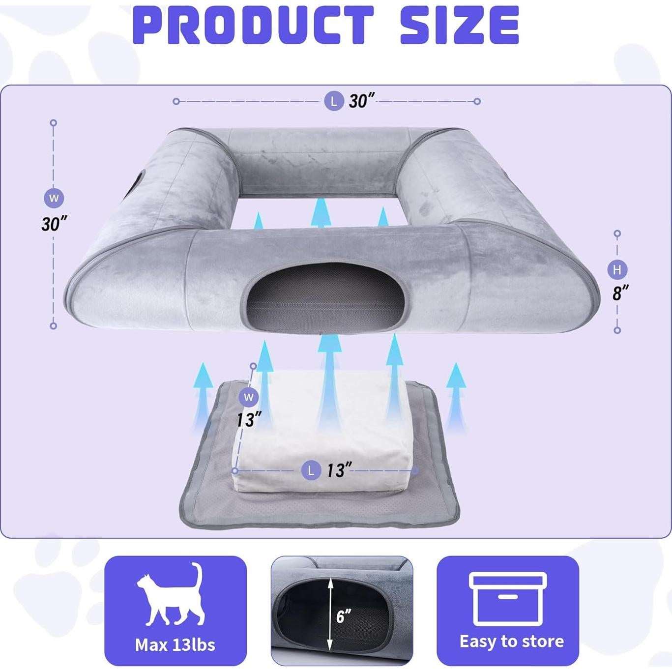 Cueva de Gato Moysoon con Túnel Desmontable y Almohadilla Suave